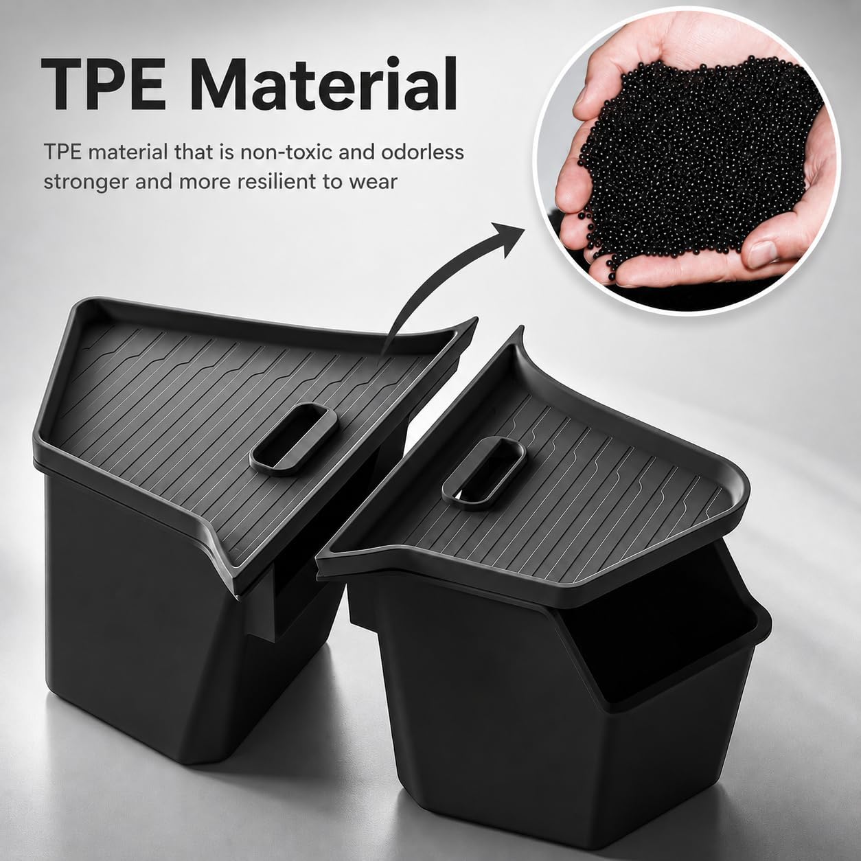 PUOENI New 2025 2026 Model Y Juniper Rear Trunk Storage Bins with Lids 2PCS Refresh Model Y Rear Trunk Storage Box TPE Waterproof Trunk Organizer for Model Y Juniper Interior Accessories