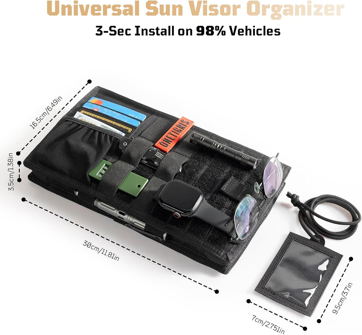 OneTigris Tactical MOLLE Sun Visor Organizer, Car Visor Panel EDC Storage