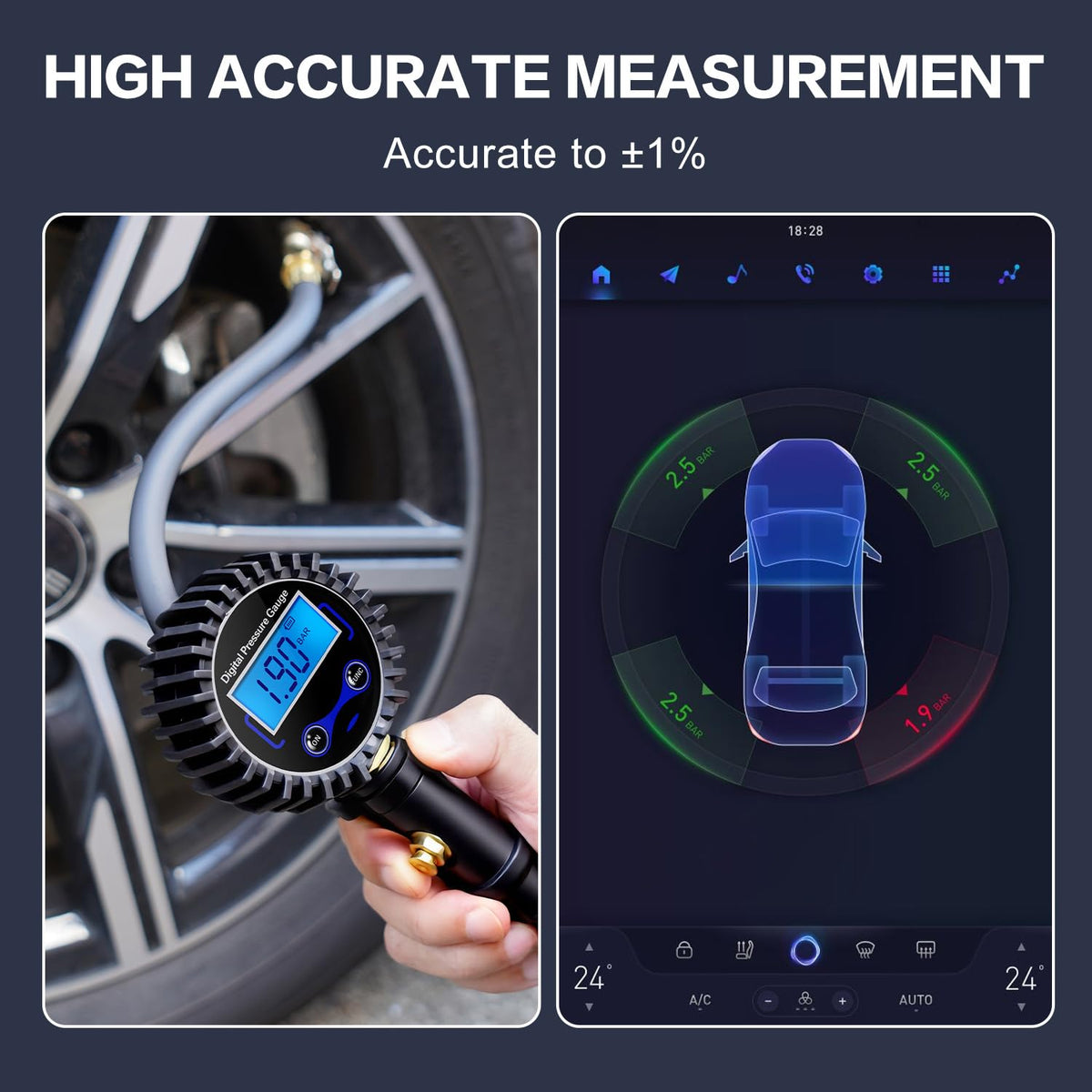 Digital Tire Pressure Gauge with Inflator 250 PSI