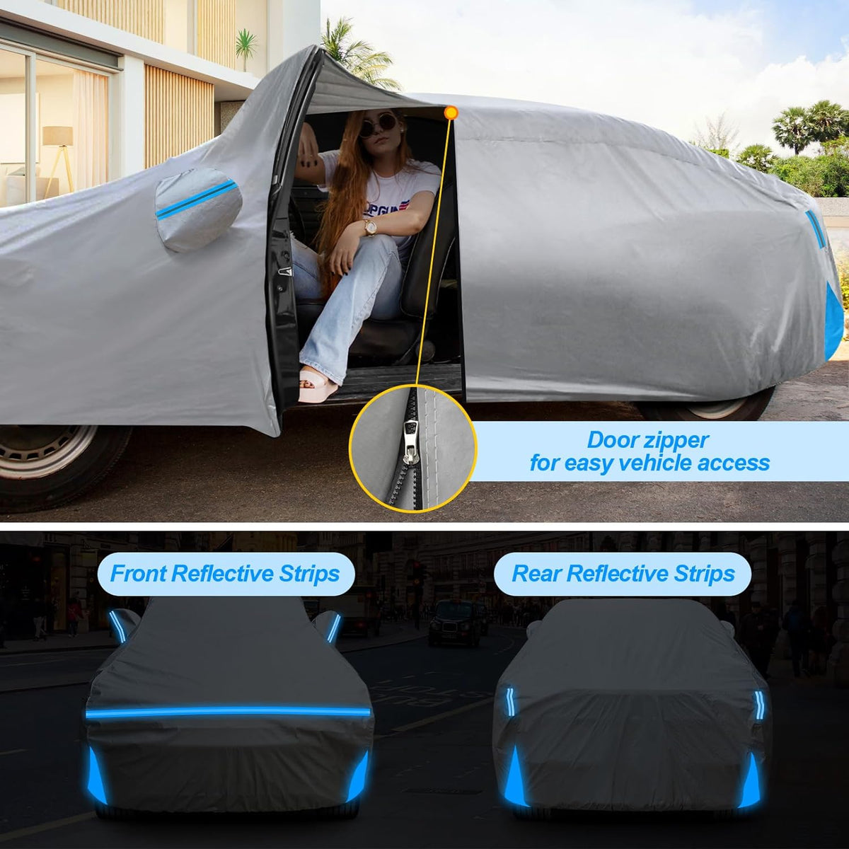 Car Cover for 1984-1996 Corvette C4, Waterproof Custom-fit Sun Rain Dust Snow All Weather Protection Outdoor C4 Full Car Cover with Door Zipper and Cotton Lining-Grey
