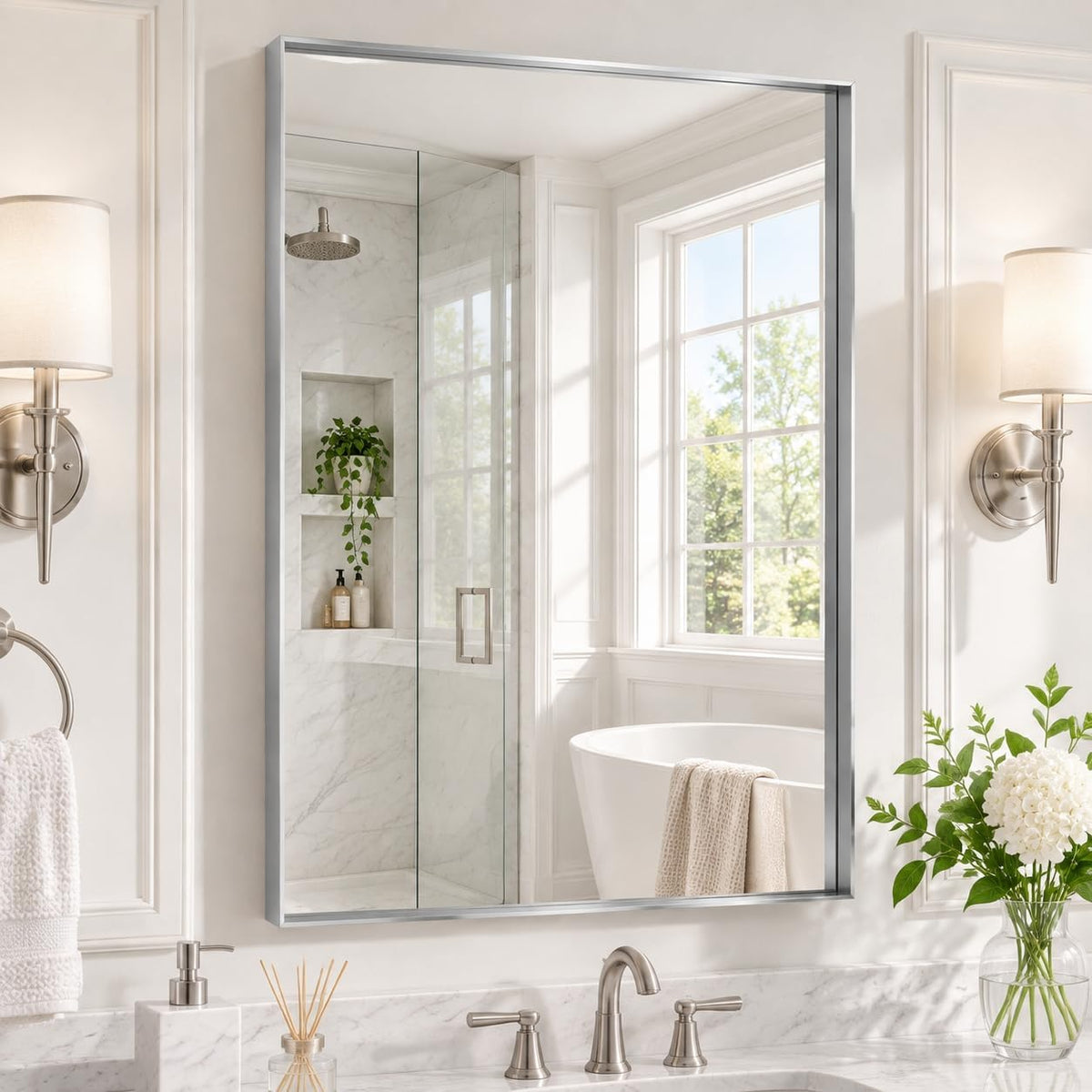 36x36 inch Black Bathroom Mirror, Square Mirrors for Over Sink