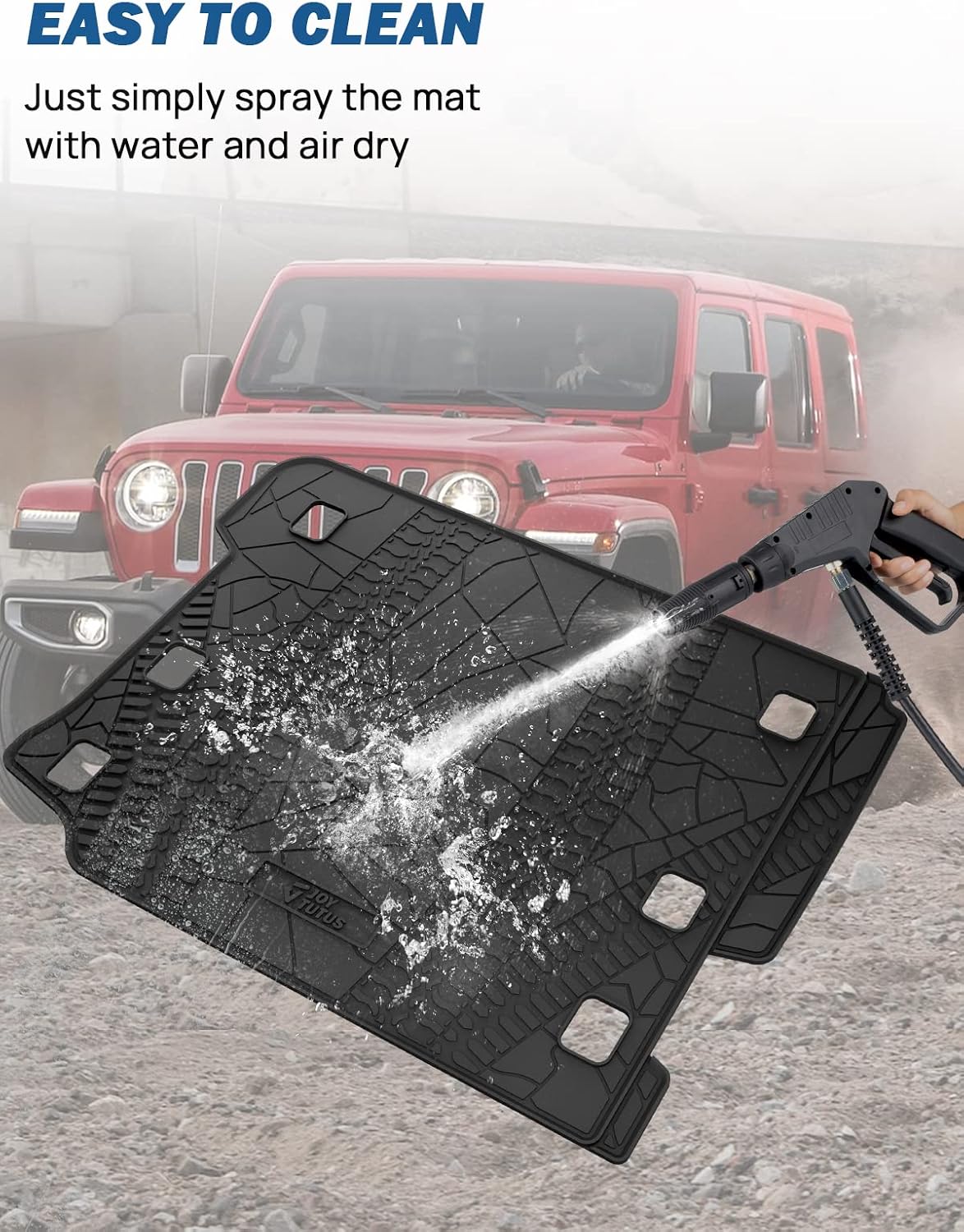 JOYTUTUS Cargo Mat fits 2018-2026 Wrangler JL 4X4 with OEM Subwoofer, All-Weather Guard Trunk Mat Cargo Liners Heavy Duty Waterproof Odorless Durable for Wrangler JL 2018-2026 4 Door - NOT FIT 4XE