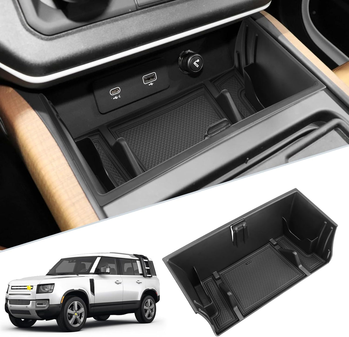 SKTU for 2020-2025 Land Rover Defender Center Console Organizer 2020-2025 Defender Front Console Organizer for 2020-2025 Land Rover Defender Accessories (Front)