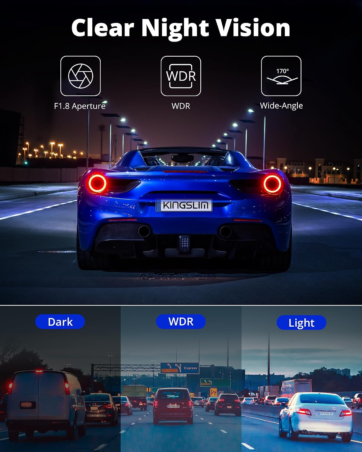 Wireless Dash Cam Front and Rear 2K, WiFi APP Dash Camera for Cars with 1.5'' Screen, Mini Dashcam Front and Back Support G-Sensor/Time Lapse 2 Kinds Parking Monitor