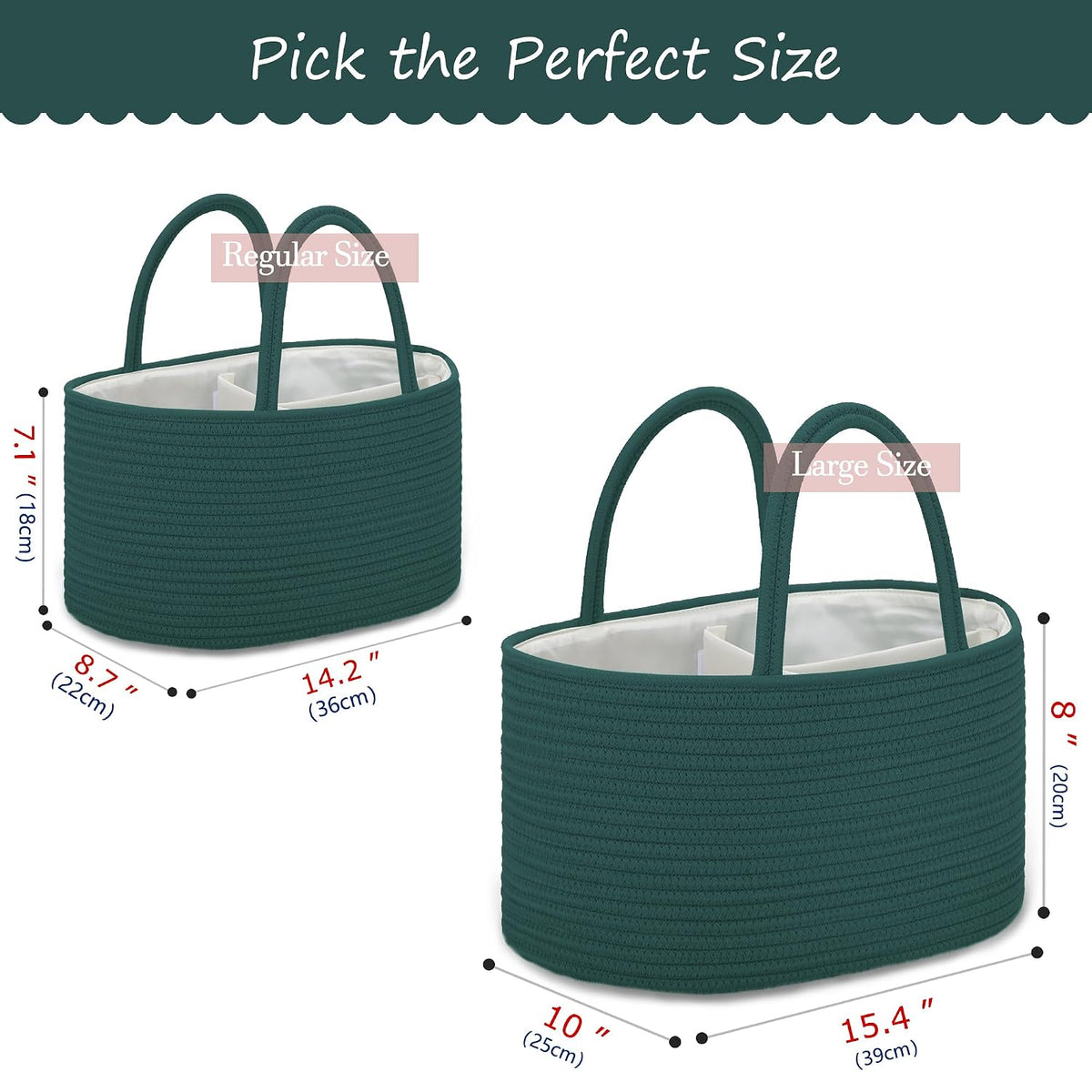 COMSE Baby Diaper Caddy Organizer, Car Caddy, Diaper Change Organizer, Gift Baskets Empty, Portable Tote Bag with Divider, Baby Shower Gifts Newborn Essentials Registry Must Have, Dark Green