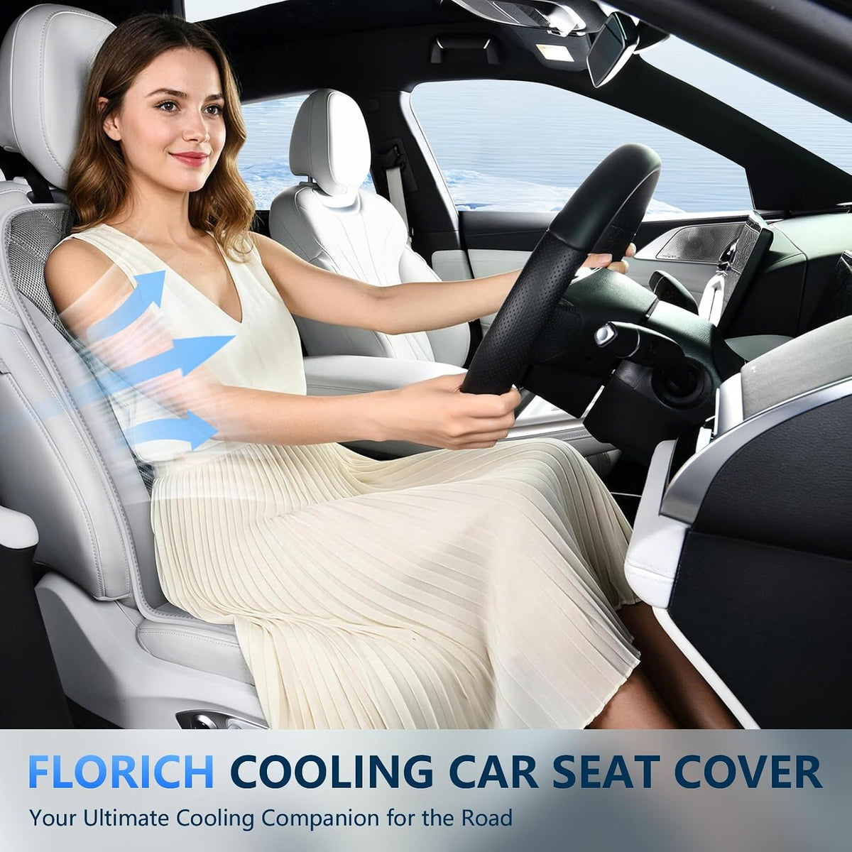 FLORICH Cooling Car Seat Cushion Ventilated Car Seat Cover Universal Fit for Car SUV Truck Van for Summer, Gray