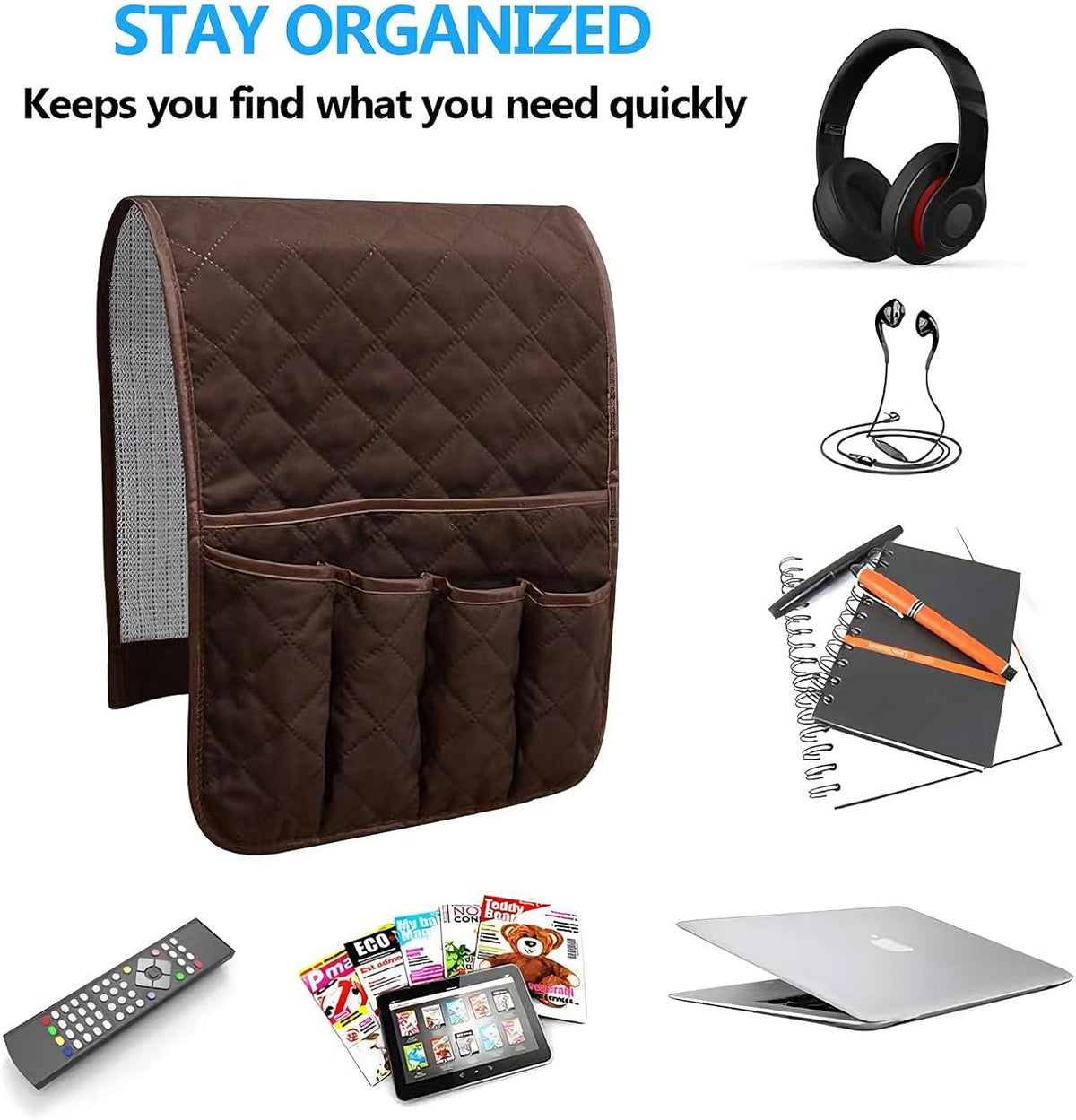 Armchair Caddy for Recliner, Non Slip Sofa Arm Organizer, Coffee
