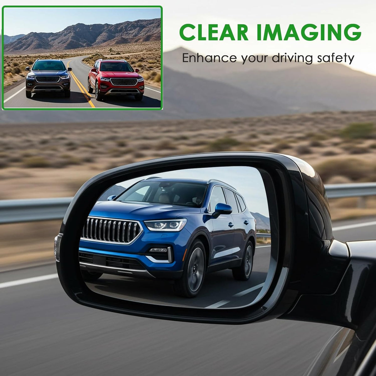 Driver Side Replacement Mirror Glass Compatible with Yukon Tahoe Escalade 2009-2014, Blind Spot Detection, w/o Auto Dimming, 20778440