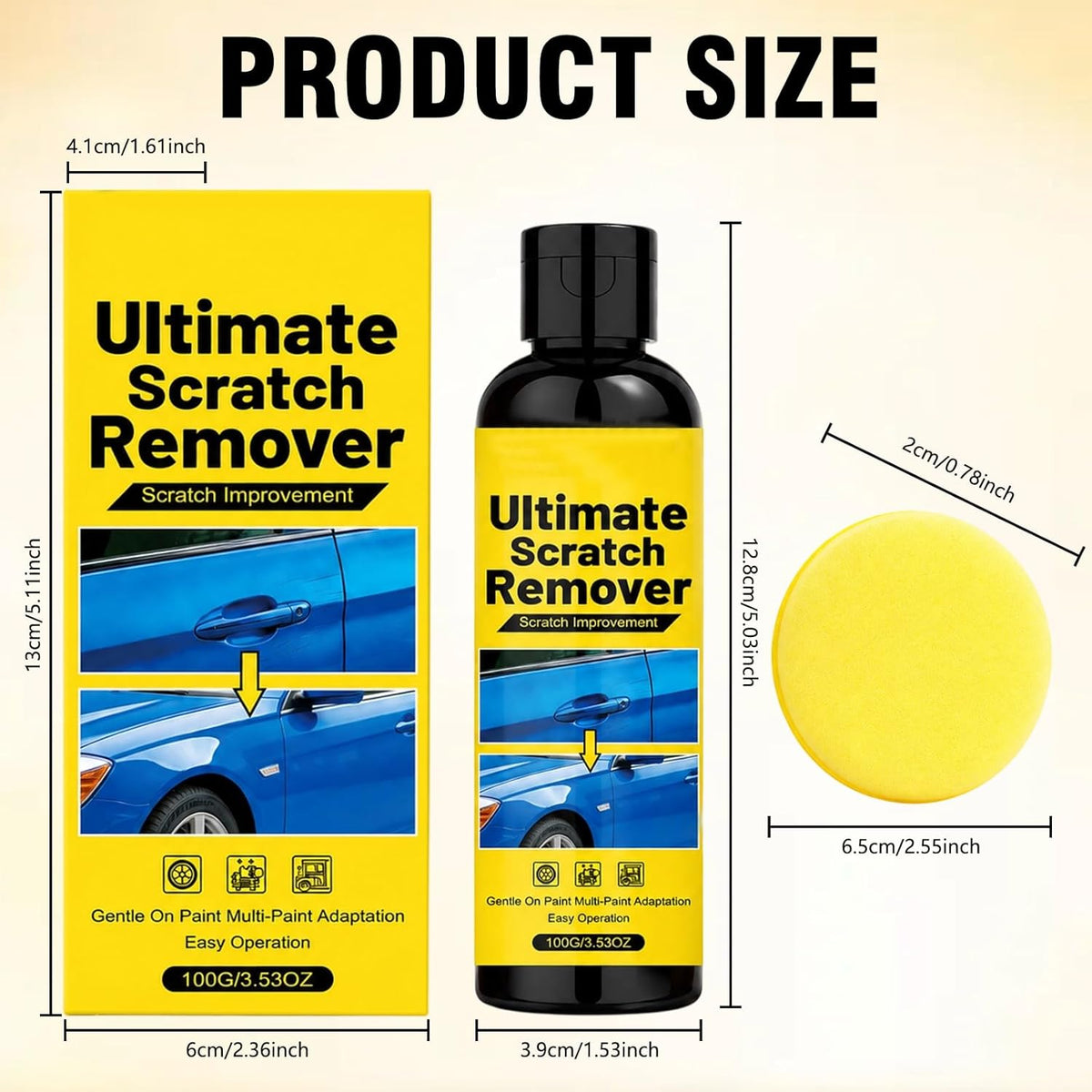 2PCS Car Scratch Remover,Car Scratch Repair Paste with Applicator Sponge,Quick Fix Removal Paste for Deep Scratches,Plastic Polish Scratchs Removers,Safe for All Paint Colors