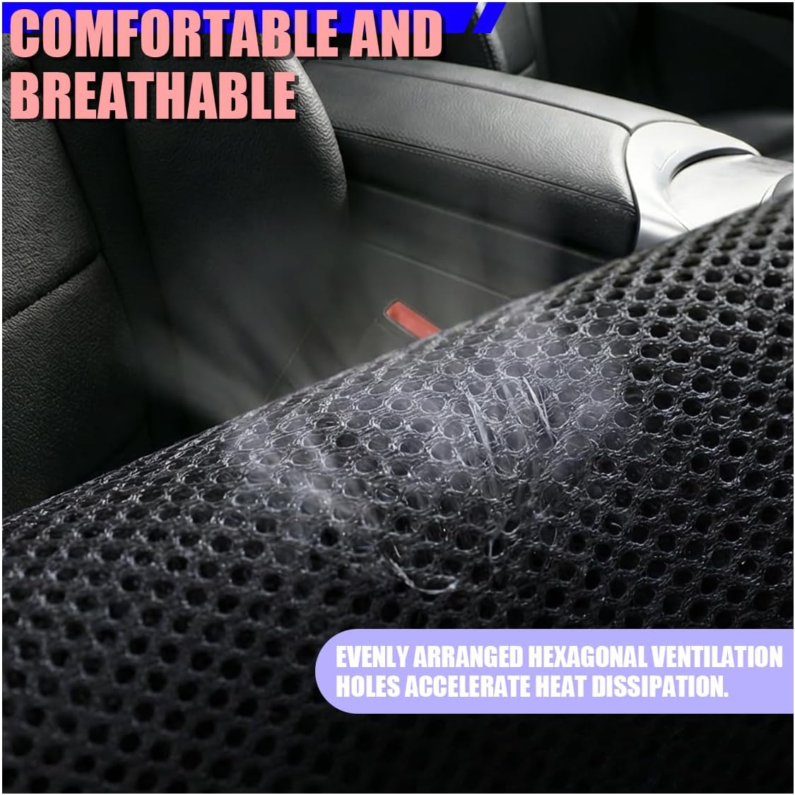 Car Seat Cushion, Breathable 3D Air Mesh Car Front Seats Bottom Cover for Comfortable Driving, Soft Non-Slip Auto Interior Driver Seat Protector for Home, Office, Truck(Black)