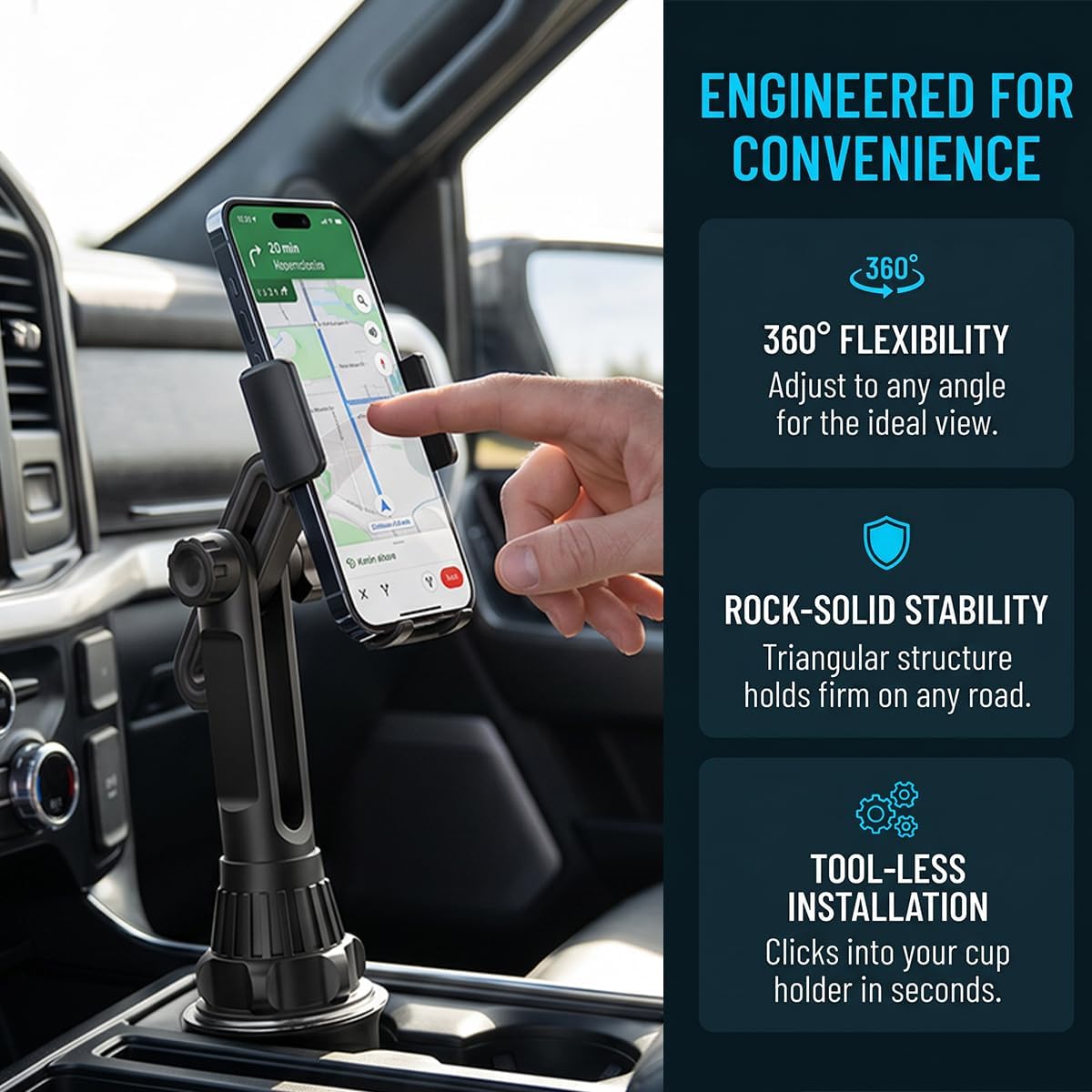 360 Degree Adjustable Car Cup Phone Holder
