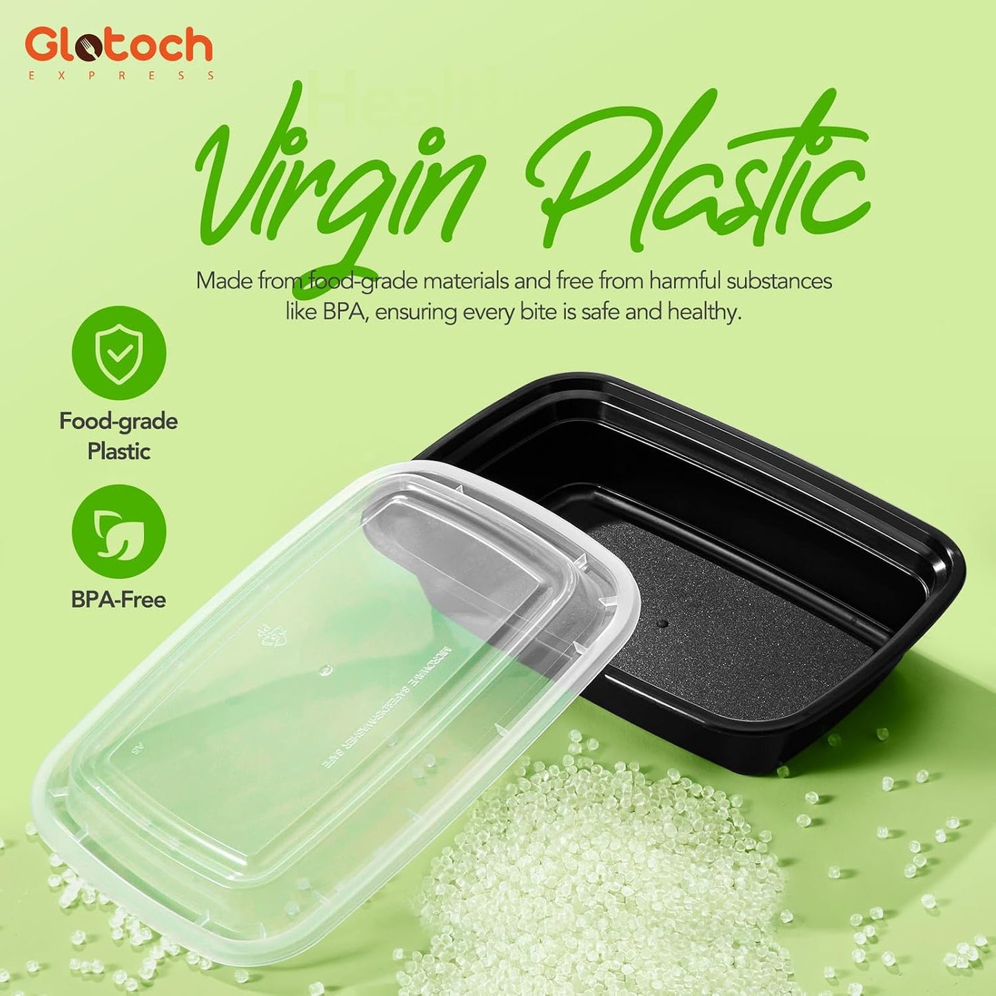 Glotoch Meal Prep Containers with Lids, 16 oz, 10 Pack (20-Piece) | Reusable BPA-Free Food Storage Containers, Leakproof and Durable, Microwave, Freezer and Dishwasher Safe, for Small Meals