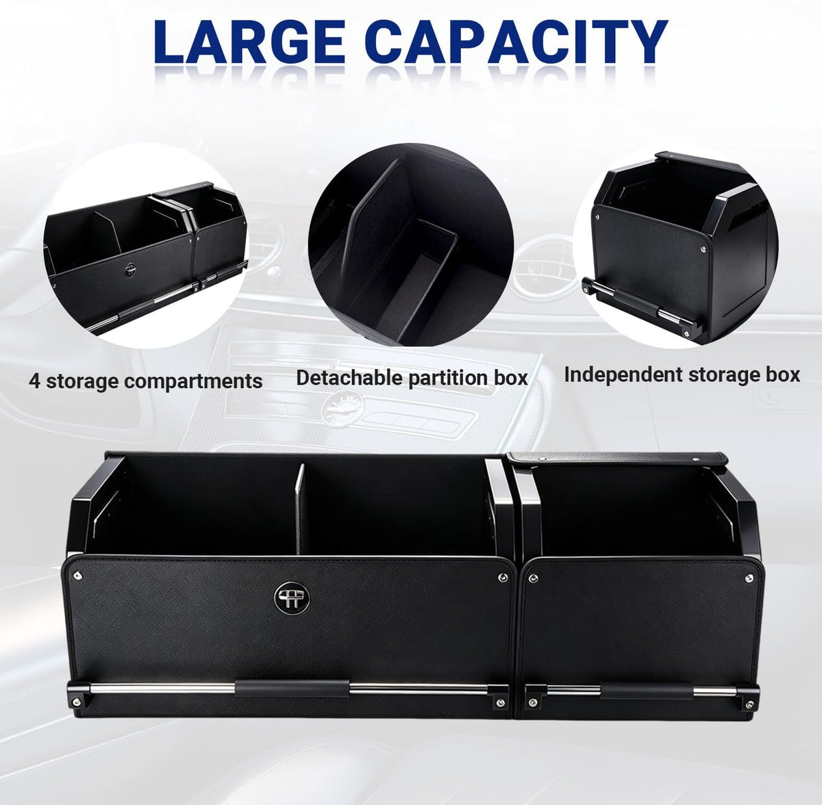 Trunk Organizer for SUV Leather Car Storage Trunk Organizer