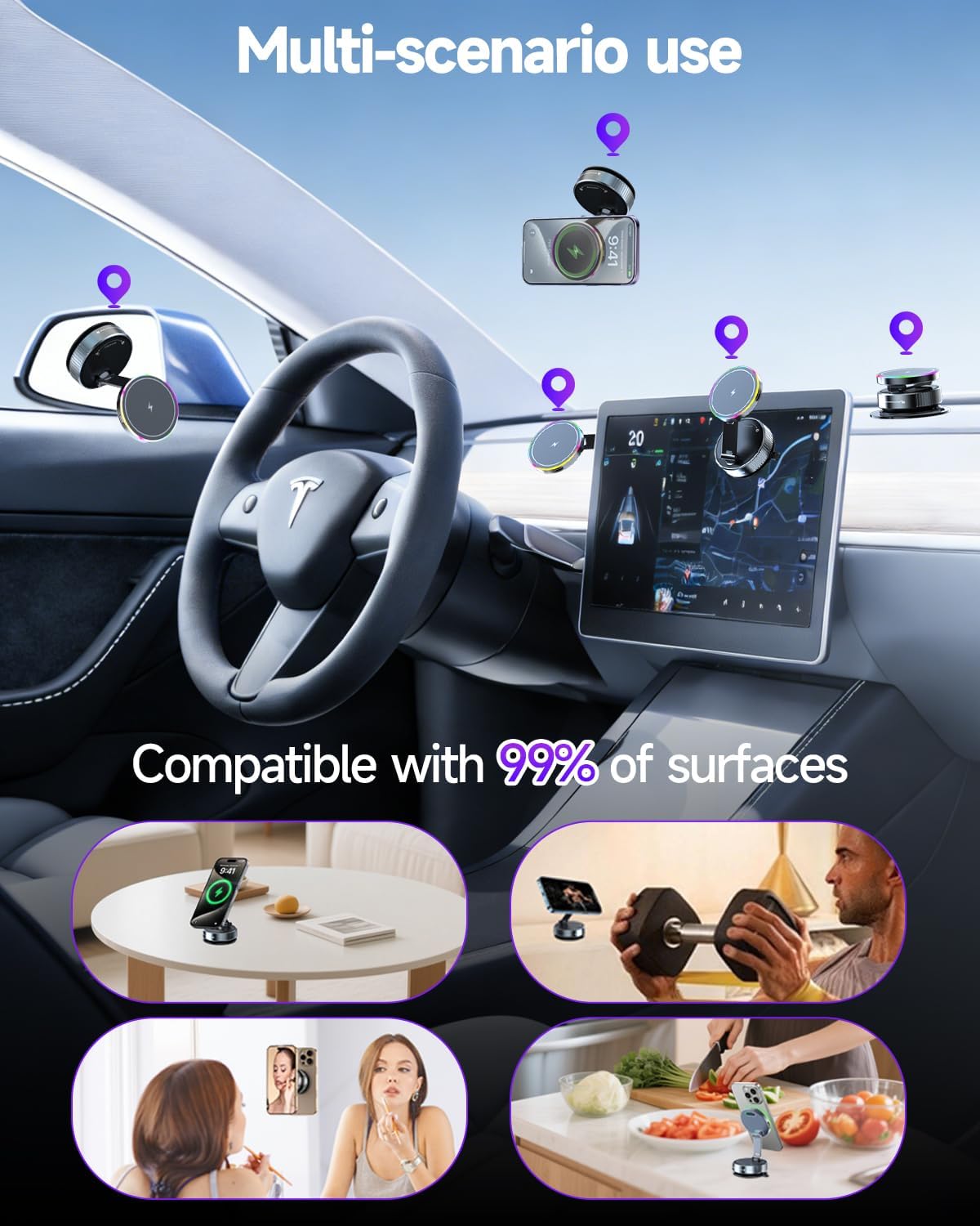 for Magsafe Car Mount Charger 15W Fast Charging Wireless Car Charger Holder