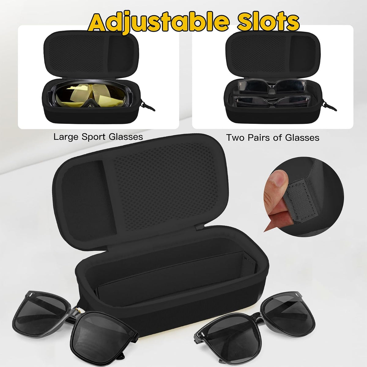 Double Eyeglasses Case, Hard Shell Glasses Case for Men Women