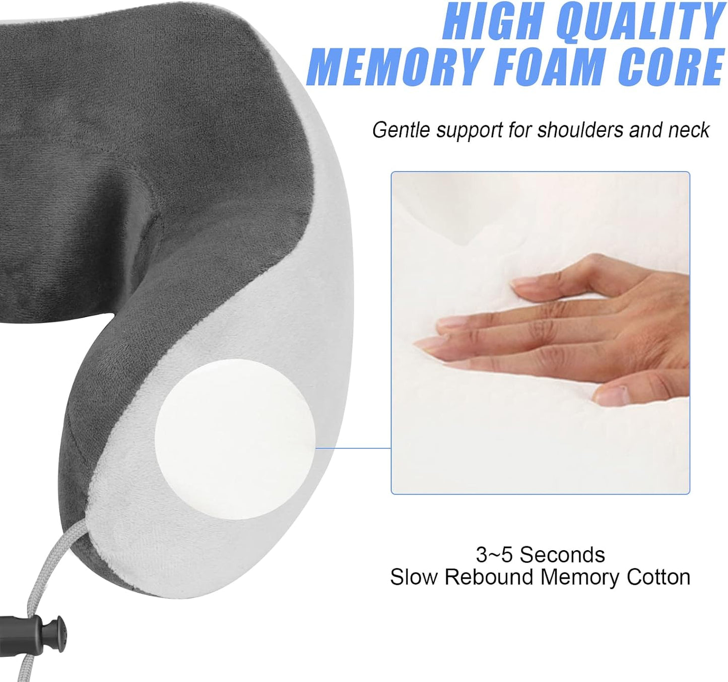 Travel Neck Pillow/Electric Neck Massager with Heating, Memory Foam Pillow for Neck Pain Relief, Neck Support Pillow for Airplane, Car, Office, Gift (Grey)