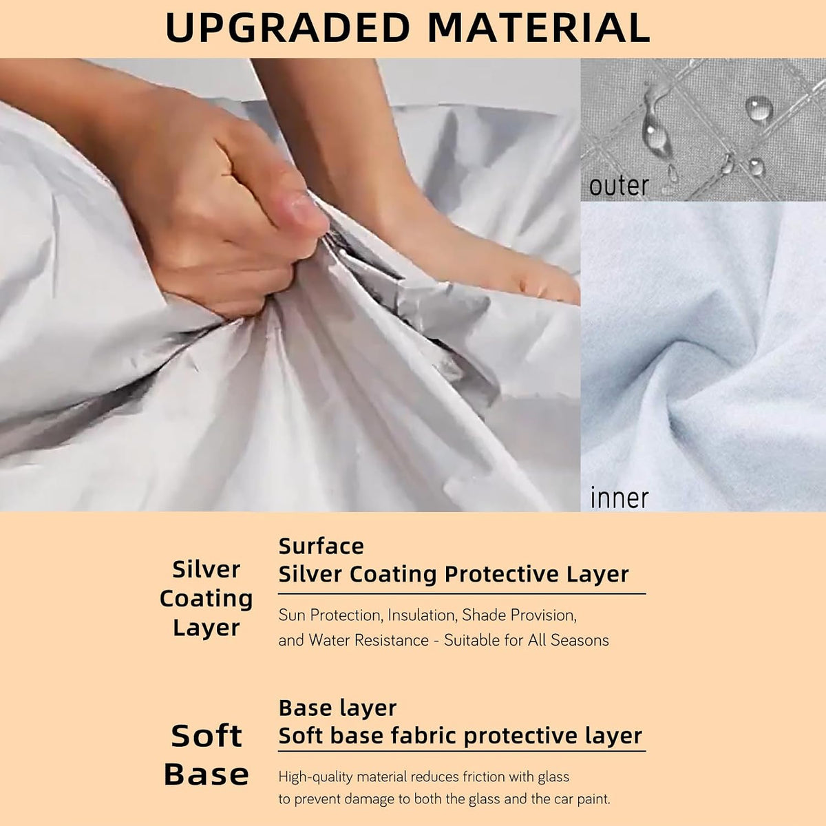 Waterproof & All-Season Half Car Cover,Full Coverage Protection for Windshields & Windows, Car Cover for Snow,Ice,Rain,Shading,Fit for Luxury Sedan.