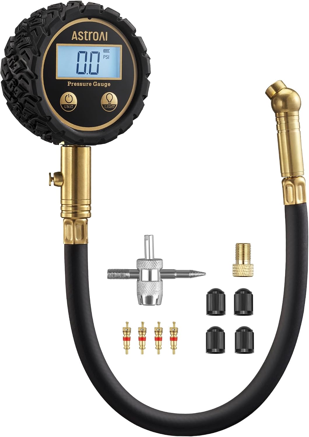 AstroAI Pro Digital Tire Pressure Gauge 3-250PSI ANSI B40.7 Grade 2A (±0.5%), Tire Gauge for Tire Pressure, Solid Brass with Rubber Hose, Air Bleeder Valve and Backlit LED, Car Accessories