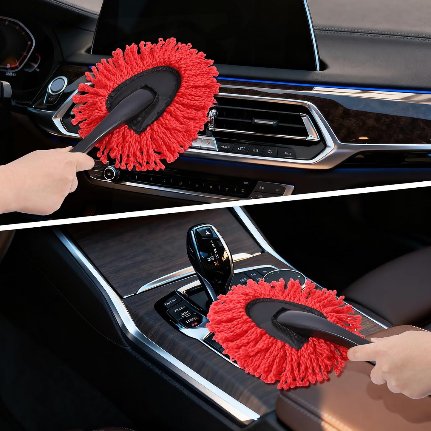IPELY 3 Pack Large Red Microfiber Car Duster Exterior Scratch Free with Extendable, Car Duster Interior Multipurpose dust Cleaning