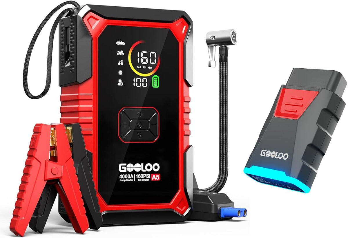 GOOLOO A5 Jump Starter with Air Compressor & GOOLOO DS100 OBD2 Scanner Diagnostic Tool