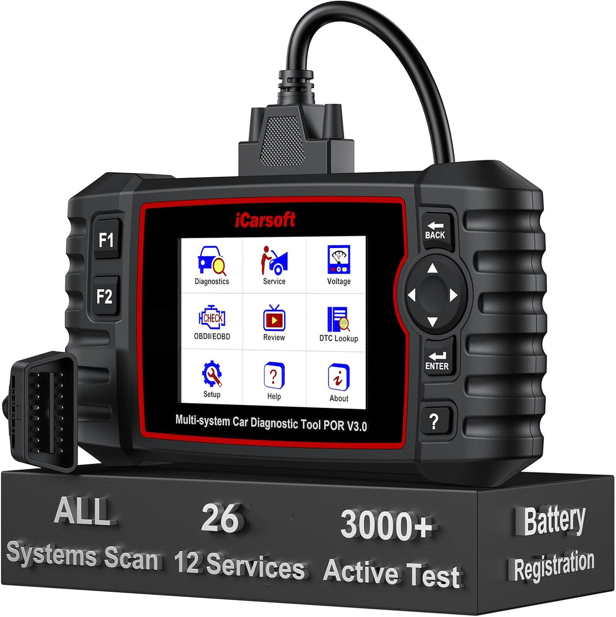 Bidirectional Diagnostic Tool for Porsche/Cayenne, iCarsoft POR V3.0 All System OBD2 Scanner, 26 Resets +12 Extra Services Battery Registration Code Reader for Porsche,Support CAN-FD, Free Update