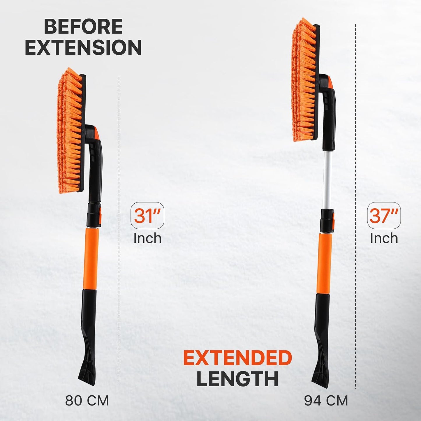 Utopia Home 31" to 37” Extendable Snow Brush for Car and Ice Scrapers for Car Windshield, 360° Rotation Brush Head Snow Broom for Truck and SUVs with Ergonomic Foam Grip