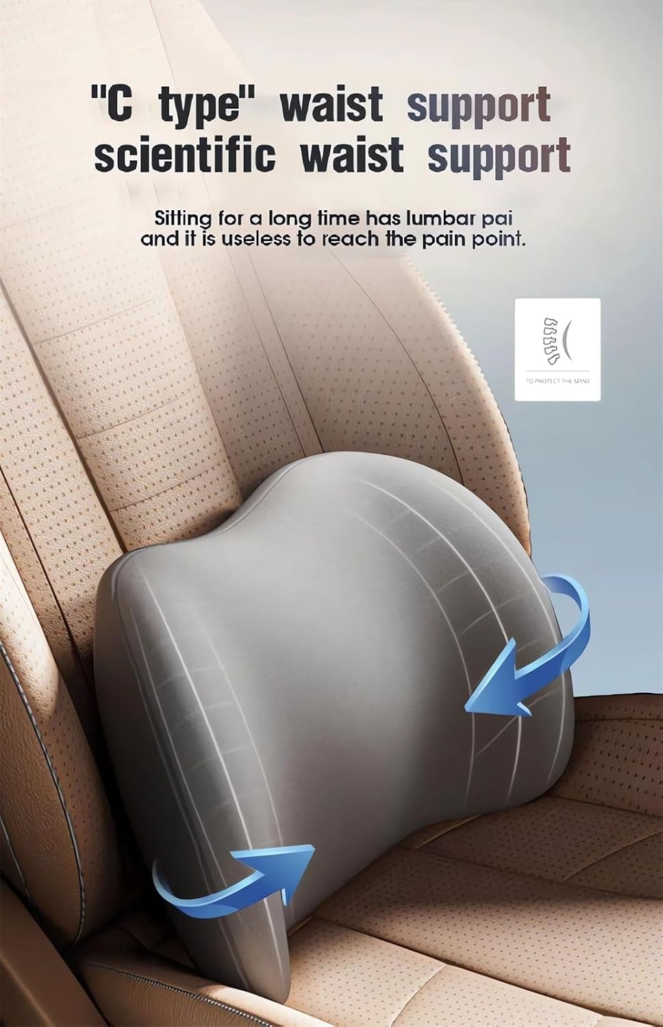 Car Headrest & Lumbar Support Cushion Ergonomic Car Seat Neck Back Rest Pillows Orthopedic Memory Foam Head Rest and Lower Lumbar Support Pillow Set Backrest Driving Seat Office Chair Support (Brown)
