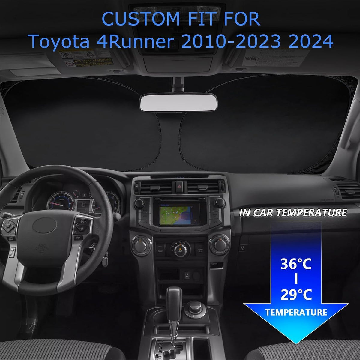 Car Windshield Sun Shade for Toyota 4Runner 2010-2026, Foldable Car Sunshade Windshield for Front Window，Automotive Interior Sun Protection,UV Shield