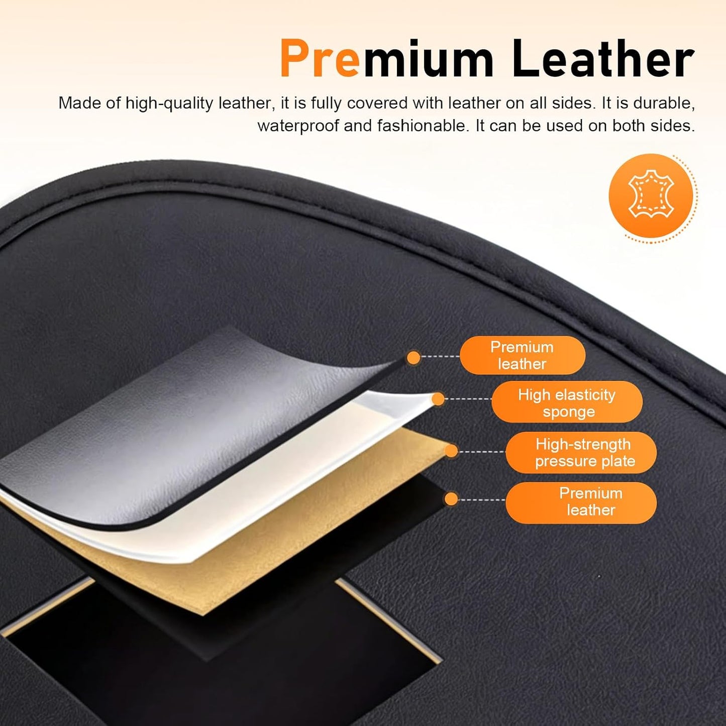 2 PCS Car Seat Gap Filler Organizer, Leather Front Seat Side Console Gap Filler, Anti-Slip Strap Center Console Organizer with Card Slots, Universal for Car, SUV, Truck (Black)