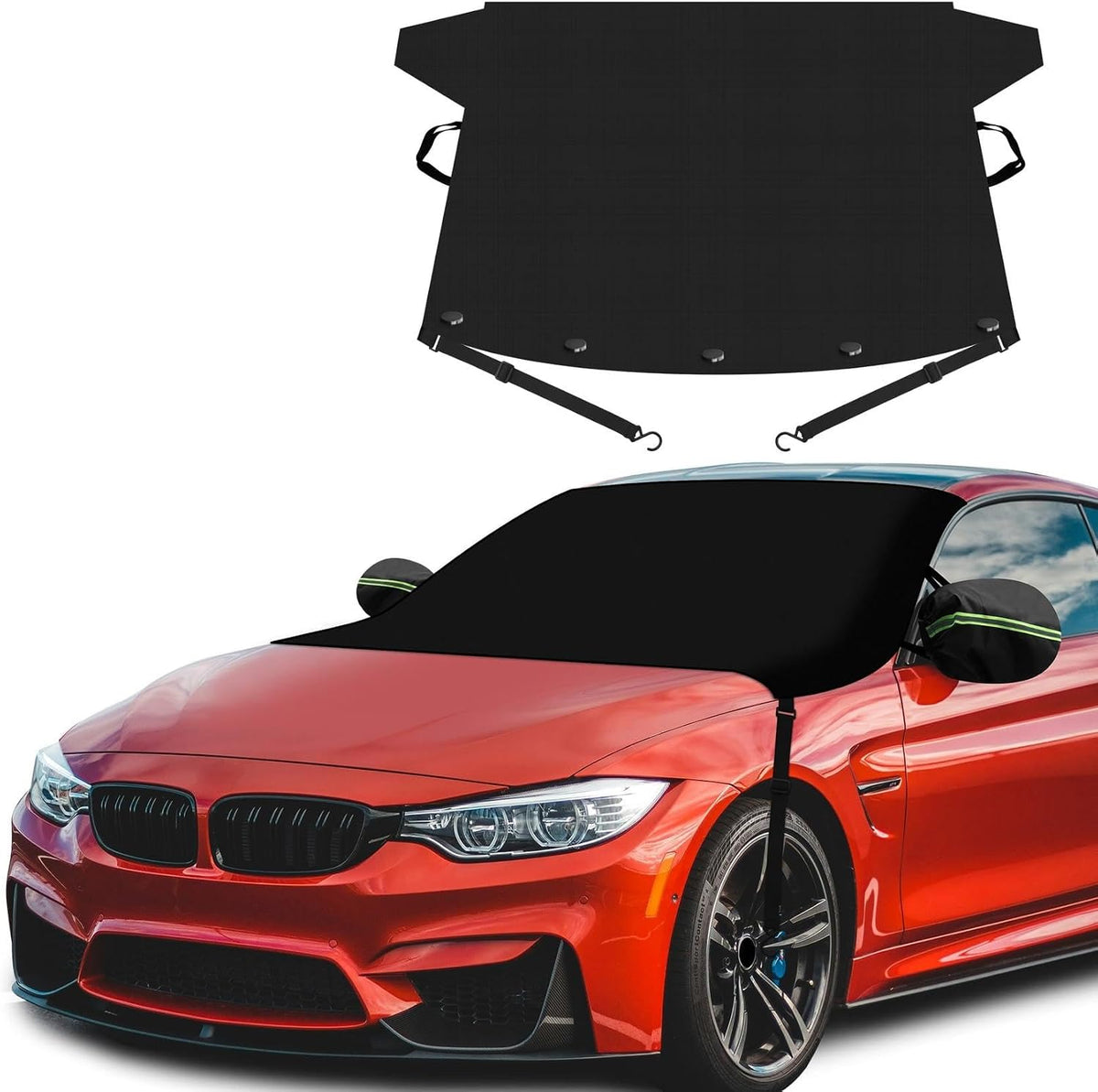 Tevlaphee Windshield Cover for Ice and Snow, 5 Magnets, Mirror Covers