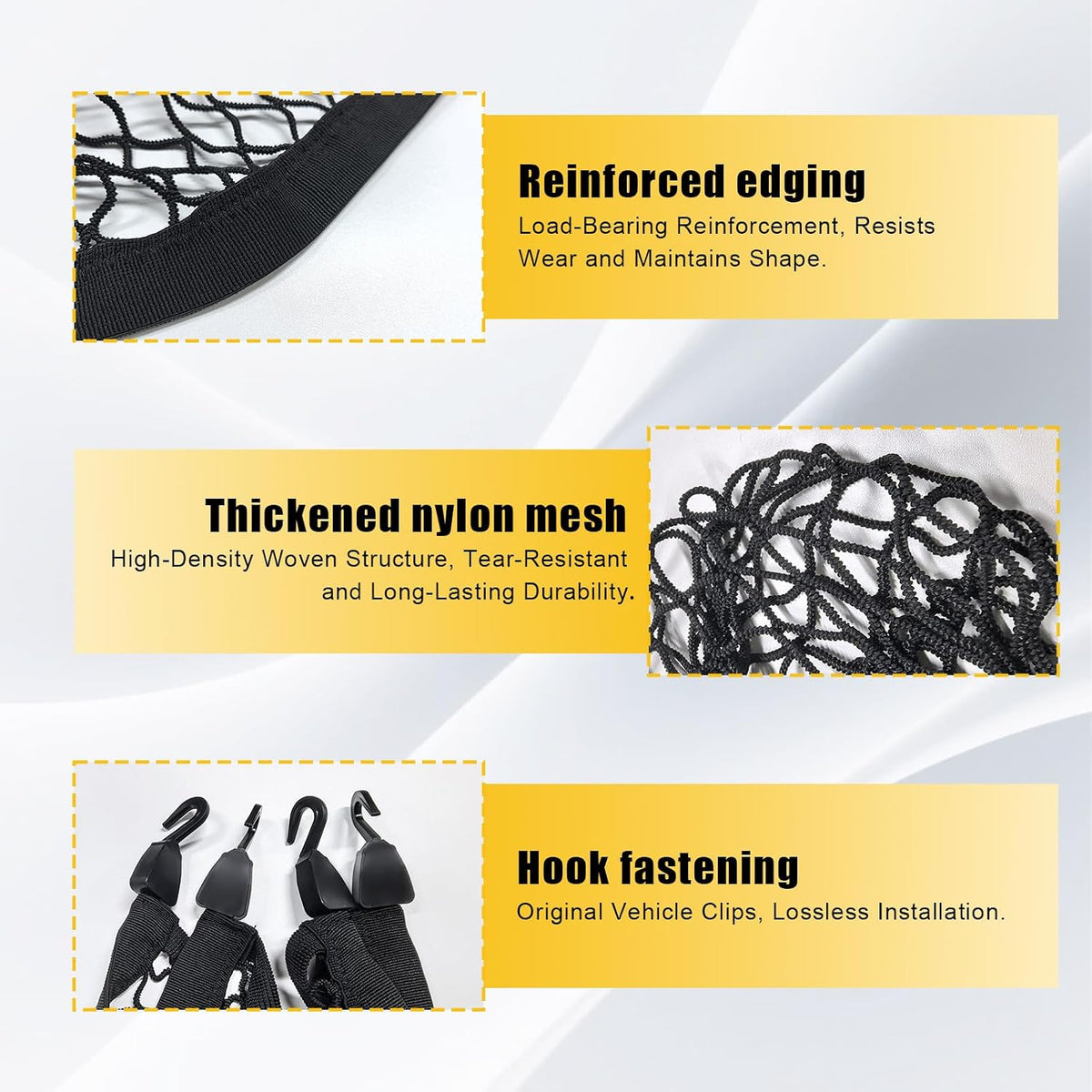 Highly Elastic Cargo Net, Truck Bed Netting for Cargo with 4 Net Hooks