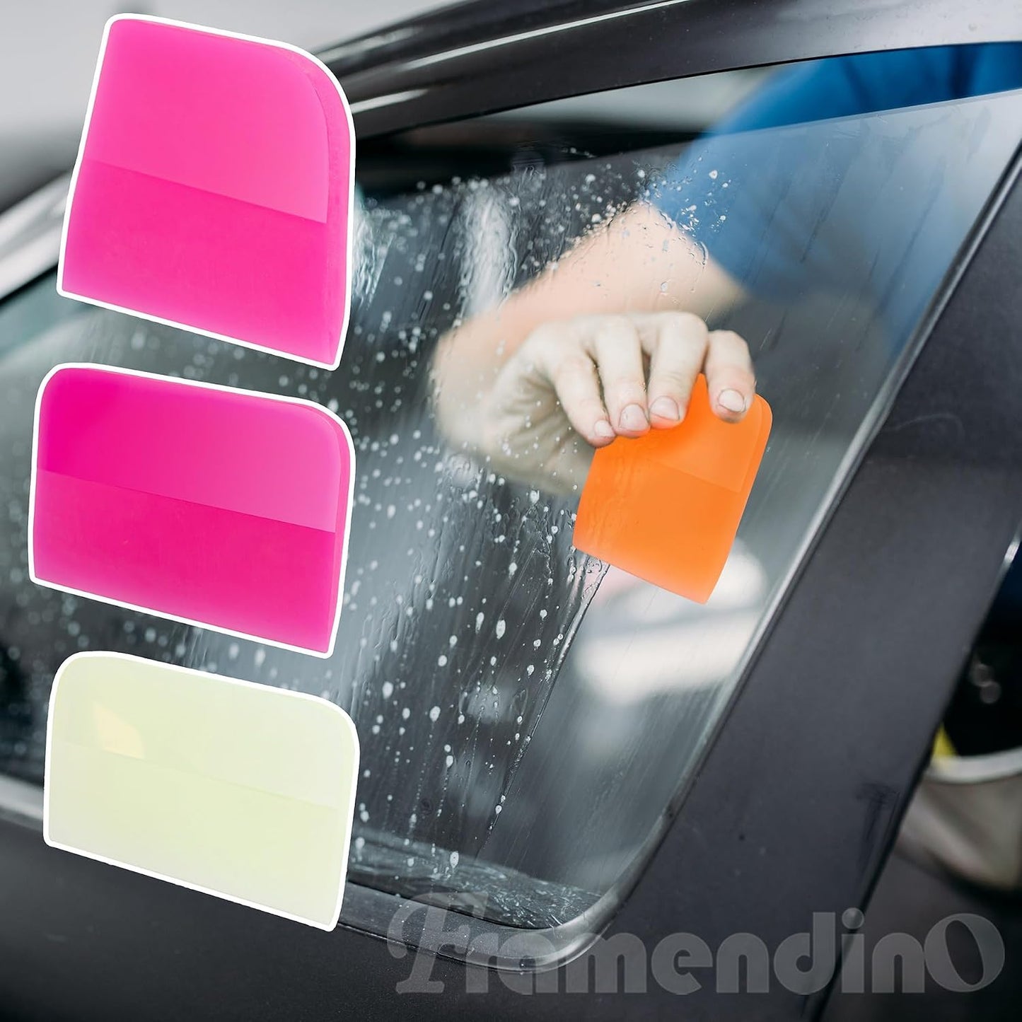 Framendino, 4 Pack PPF Squeegee Soft Silicone Rubber Scraper Anti Scratch Scrapers Window Edge Trimming Scarper for Car Vinyl Paint Protection Film Installation Tint Tool