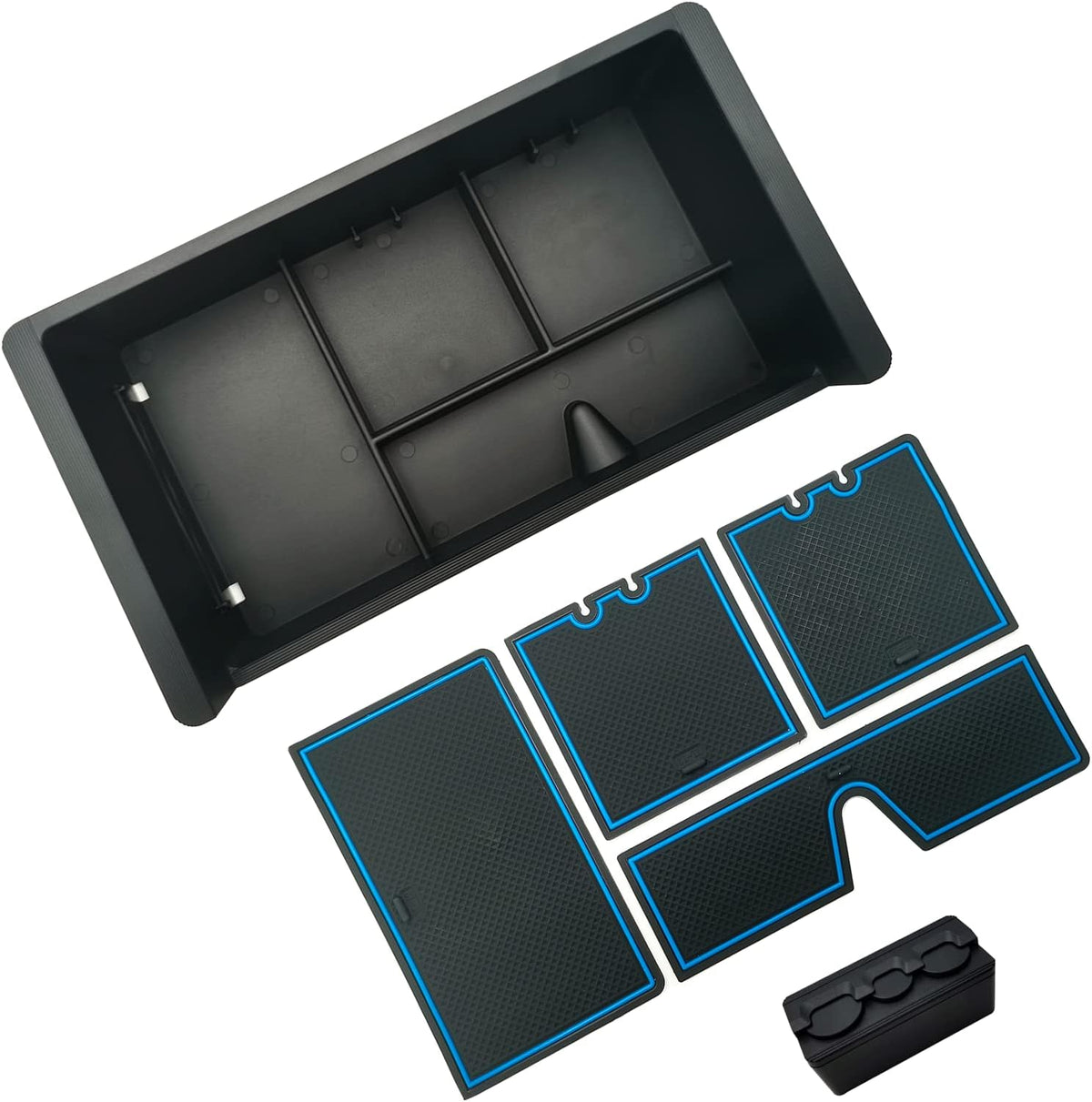 Center Console Tray Organizer Compatible with 2014-2018 GMC Sierra Accessories, (2015-2020) Yukon/Chevy Tahoe Silverado Suburban, Armrest Storage Box Replaces 22817343 (Blue)