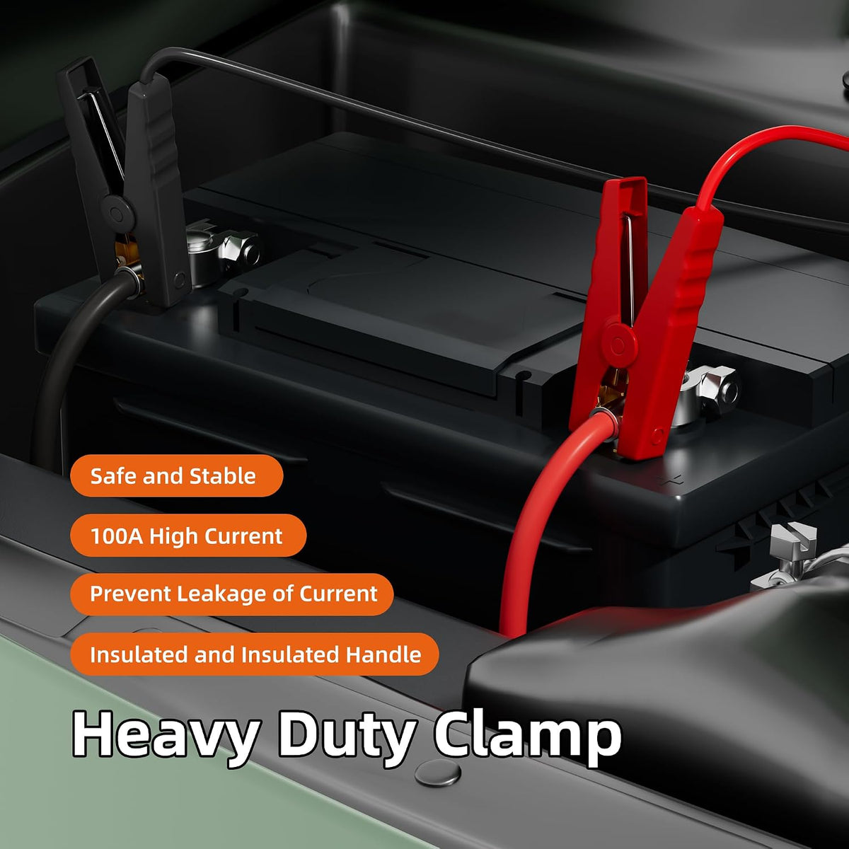 RVBOATPAT 6FT Jumper Cable Clamps Compatible with Dewalt 20V Power Wheel Battery Adapter Battery Jumper Starter for Car Jump Starting Using Tool