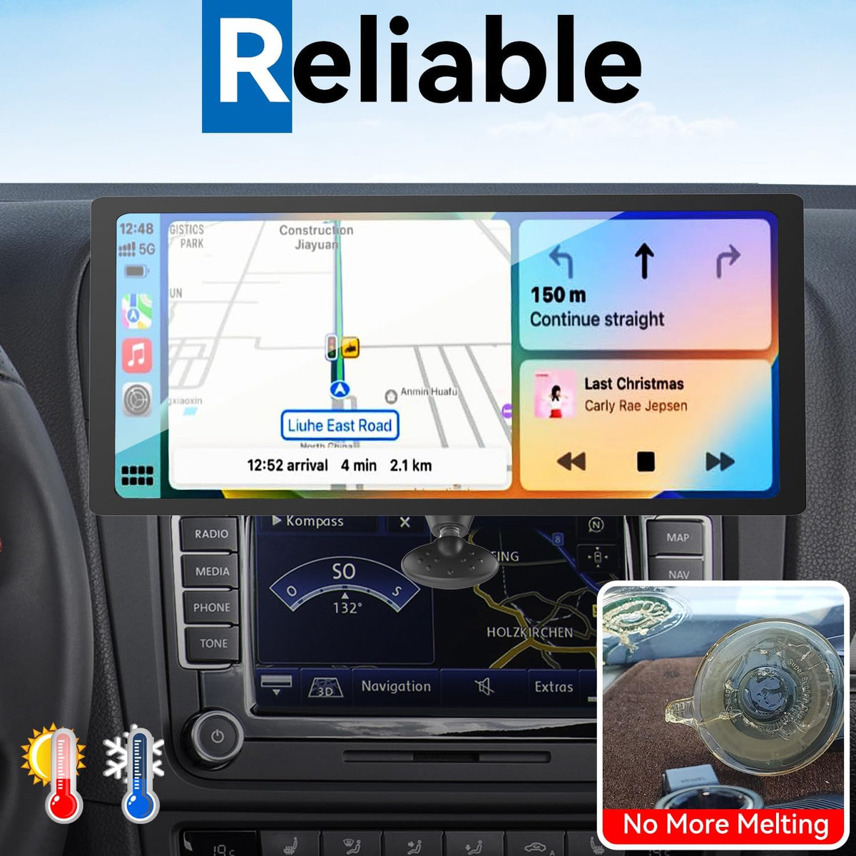 CD Slot Car Mount for Portable CarPlay Screens, Adjustable Angles, Low Profile and Sleek, Integrated Mounting Solution for in-Car Android Display Monitors (4-Tab Bracket Mount)