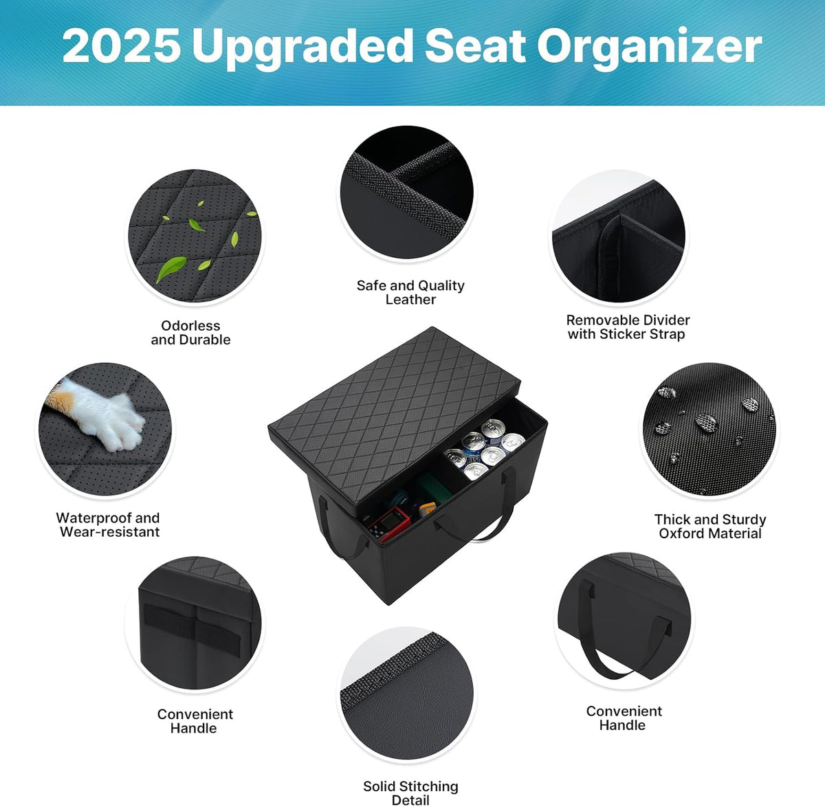 Mixsuper Liner Car Seat Organizer for Chrysler Pacifica 2017-2026, Console Organizer Backseat Box for Pacifica, Supplies Dog Box Storage Bin Travel Accessories