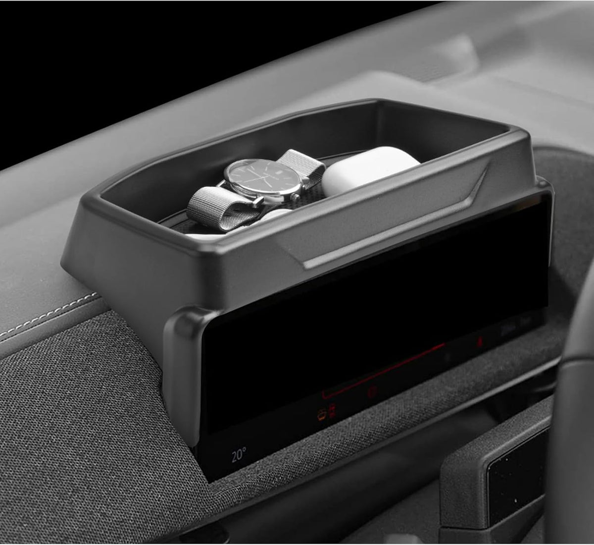 LUWU 2026 Mustang Mach E Dashboard Storage Tray Compatible with Ford Mustang Mach E 2021-2026 Accessories Center Console Display Box Hidden Organizer Tray Behind Screen (Only Fit for 10.2-inch Screen)