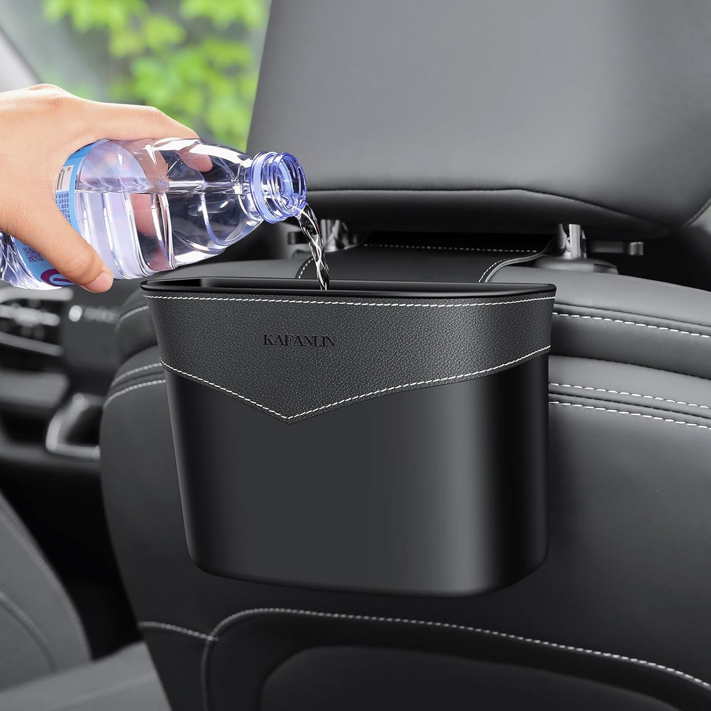 Car Trash Can Mini Trash Bin Garbage Organizer with Plastic Trash Bag Automotive Small Garbage Bin for Home Office Auto Vehicle Car Door Front Back Seat Storage Accessories (hook trash can)