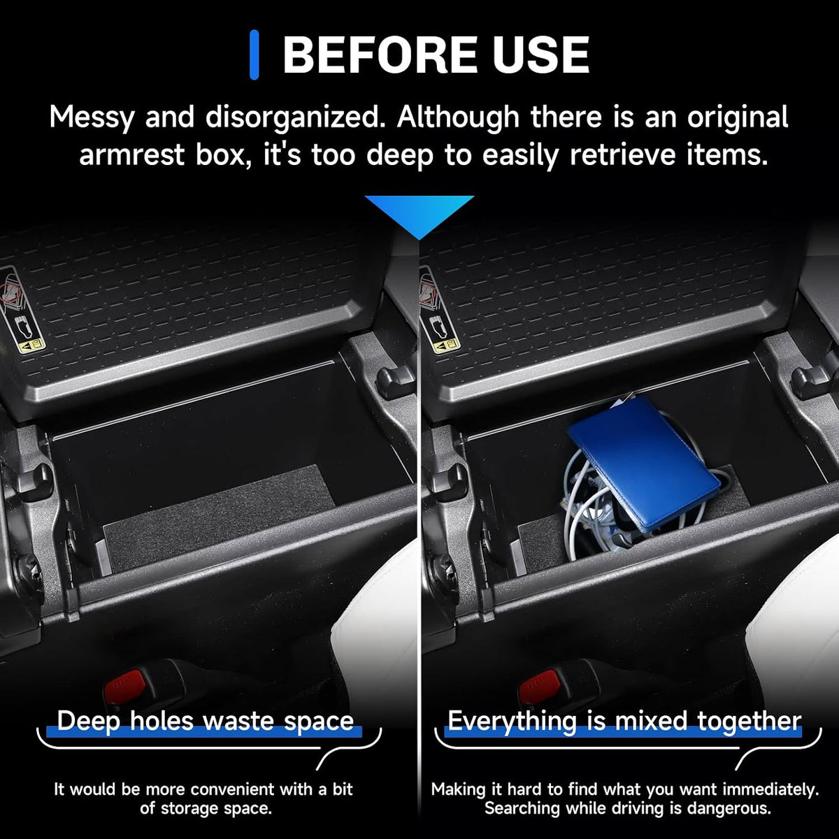 SXCY for 2026 Toyota RAV4 Center Console Organizer Armrest Console Tray