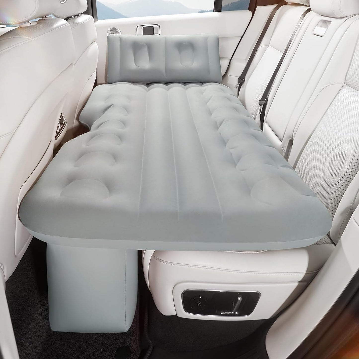 BEBAS Inflatable Car Air Mattress for Back Seat & SUV - All-in-One Design with Built-in Pump & Pillow, Quick 1-Key Inflation/Deflation, Comfort Portable Bed for Camping, Travel, Trucks | Gray
