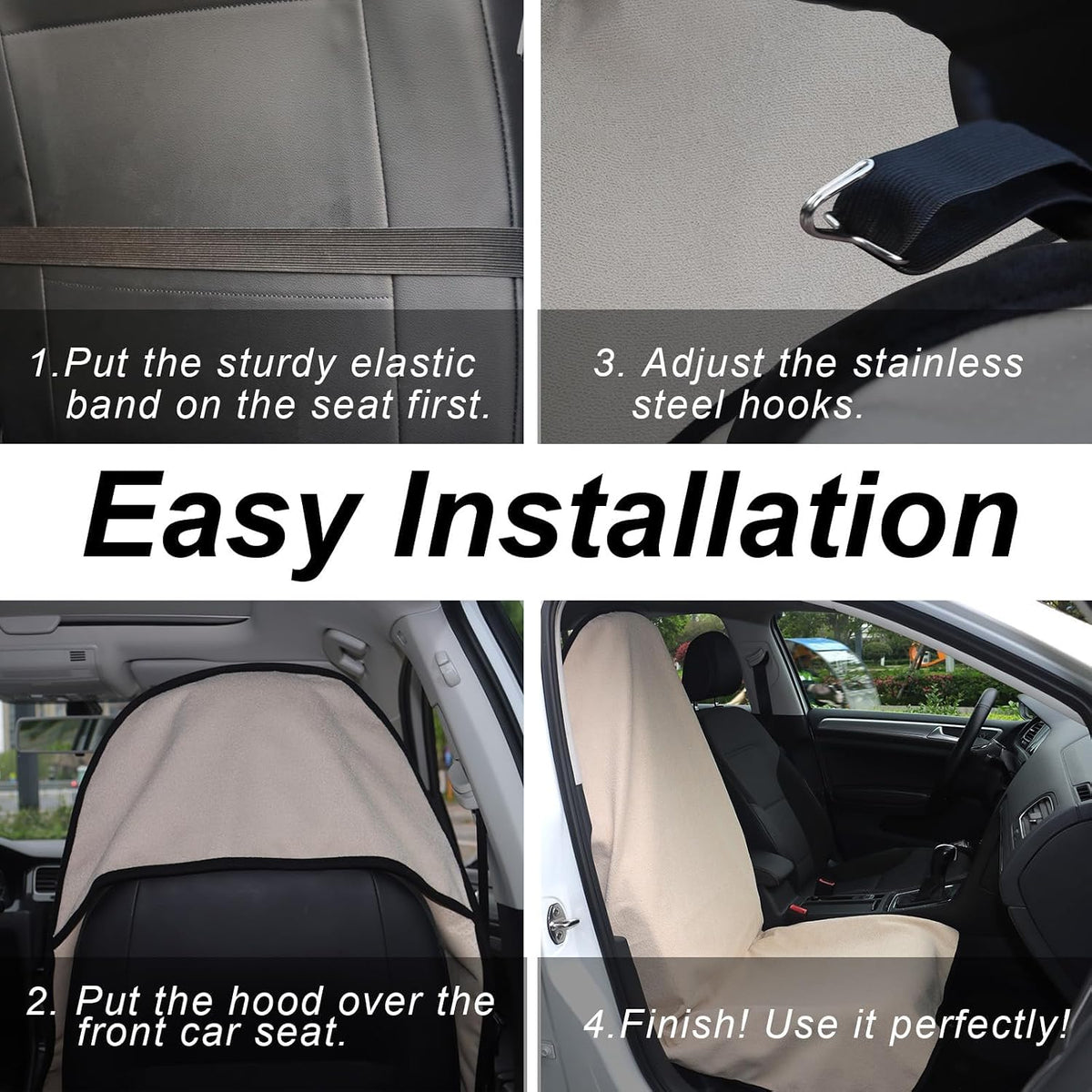 Car Seat Cover Protector Front Seats,for Gym Workout,Running,Swimming,Beach and Hiking,Waterproof Sweat Towel Bucket Seat Covers for Cars SUV Trucks (Beige, 1Pcs)