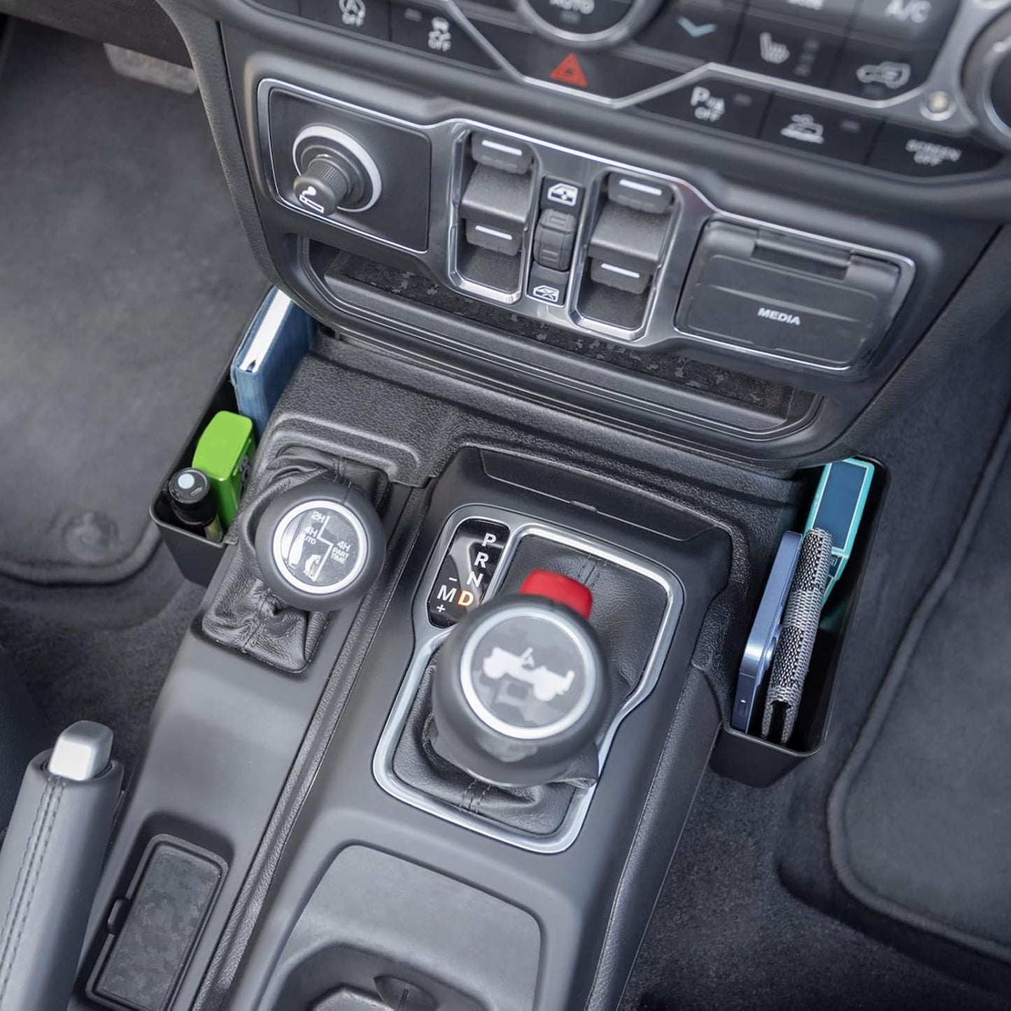 Center Console Gear Shift Organizer Tray Compatible with Jeep Wrangler JL/JLU 2018-2023 2024 2025 2026 and Jeep Gladiator JT Truck 2020-2023 2024 2025 2026 Storage Box Accessories (Not for JK/JKU)