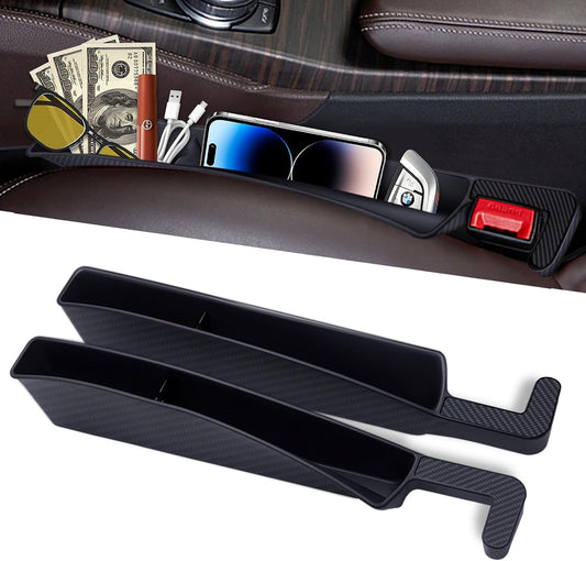 Car Seat Gap Filler Organizer, 2 Pack Front Seat Organizer - Universal Fit SUV Truck Console Side Storage Box for Holding Phone, Glasses, Car Interior Accessories