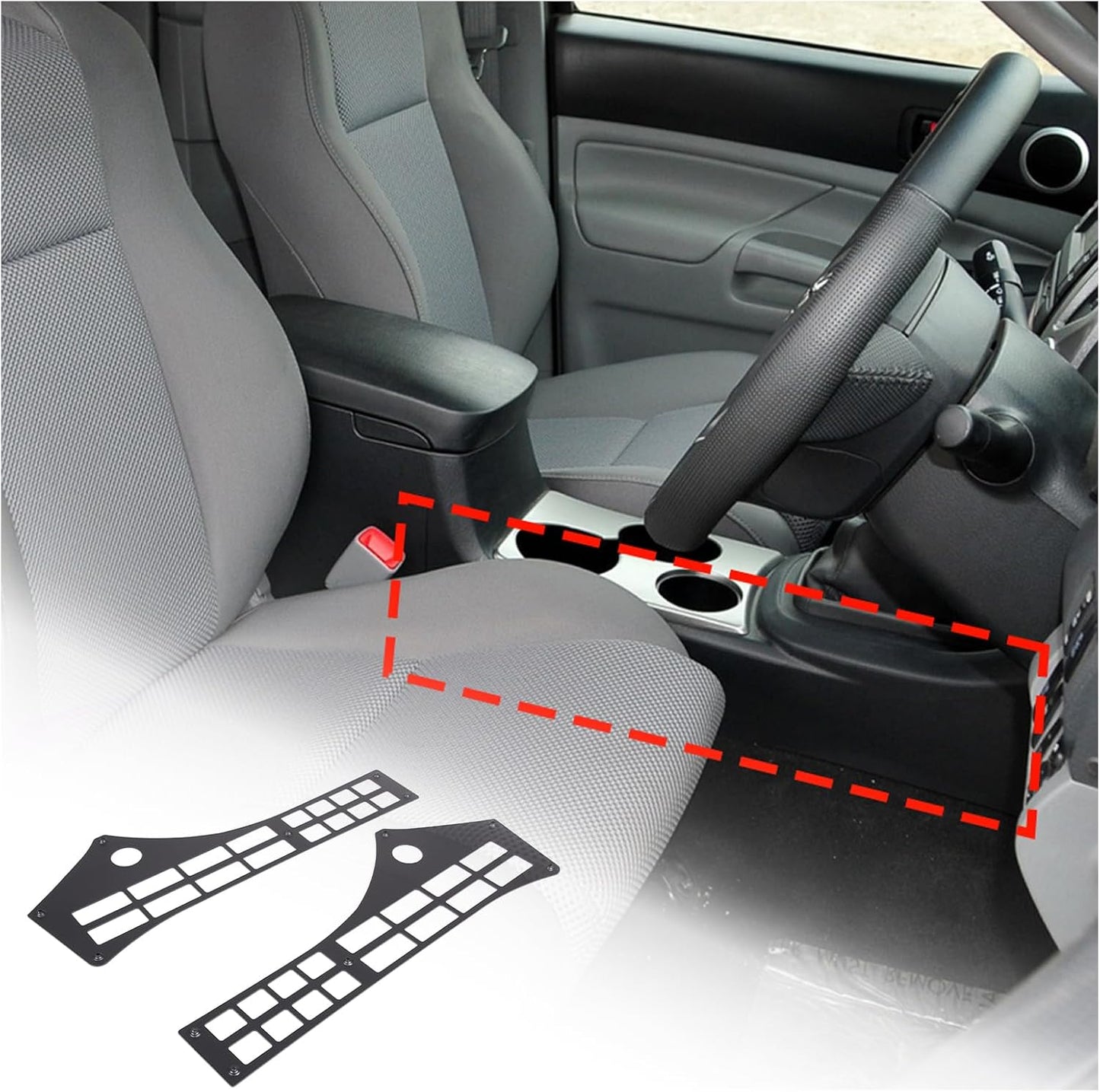 Interior Storage Molle Panel Center Console Organizer, Alloy Car Interior Center Console Modular Storage Panel Compatible with Toyota Tacoma 2006-2010 2011-2014 Accessories(Without Storage Box)