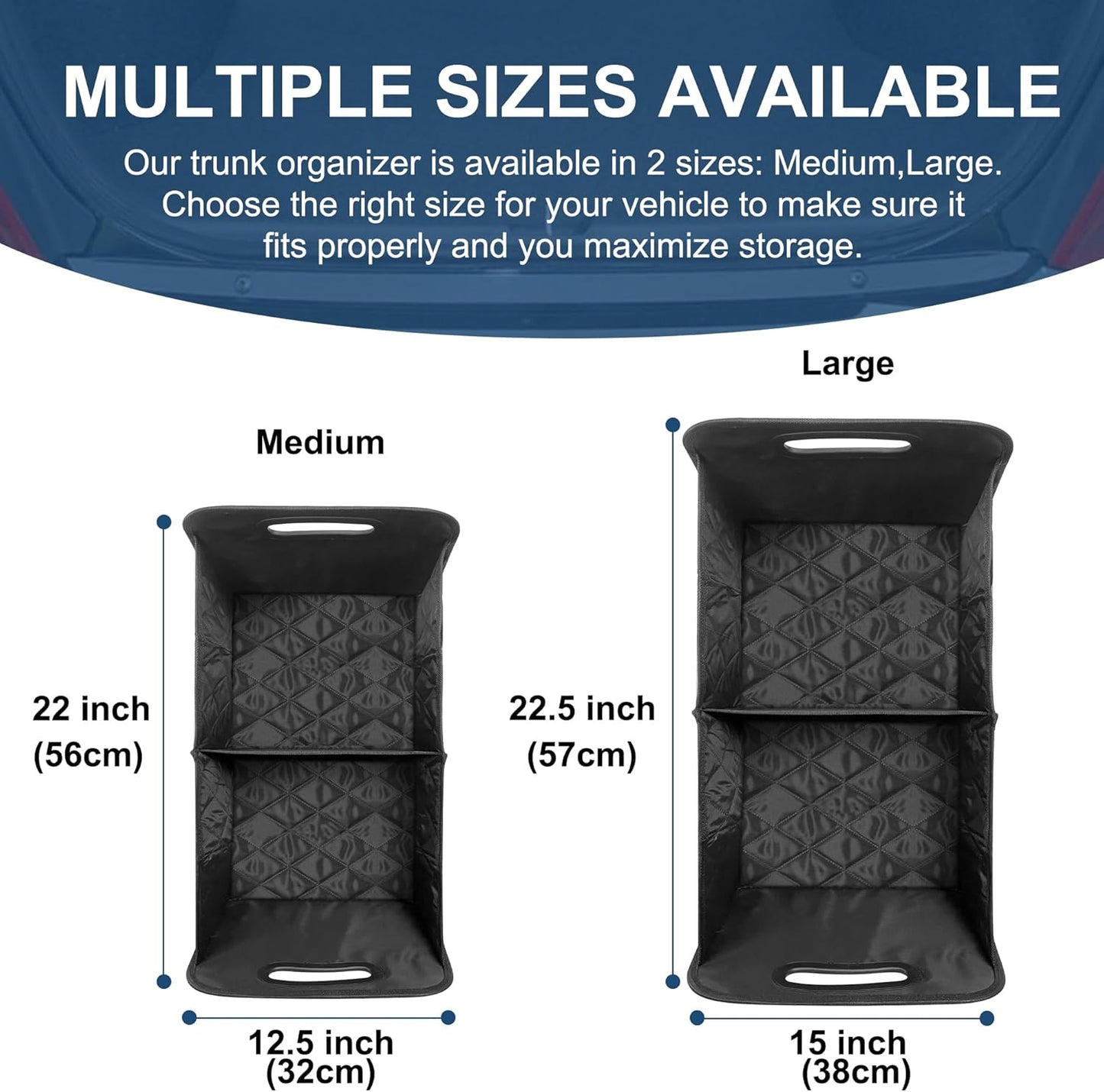 Deosk Collapsible Car Organizer with 6 Pockets, 50L Multi-Compartment Trunk Organizer, Accessories for Women/Men - Blue Elephant