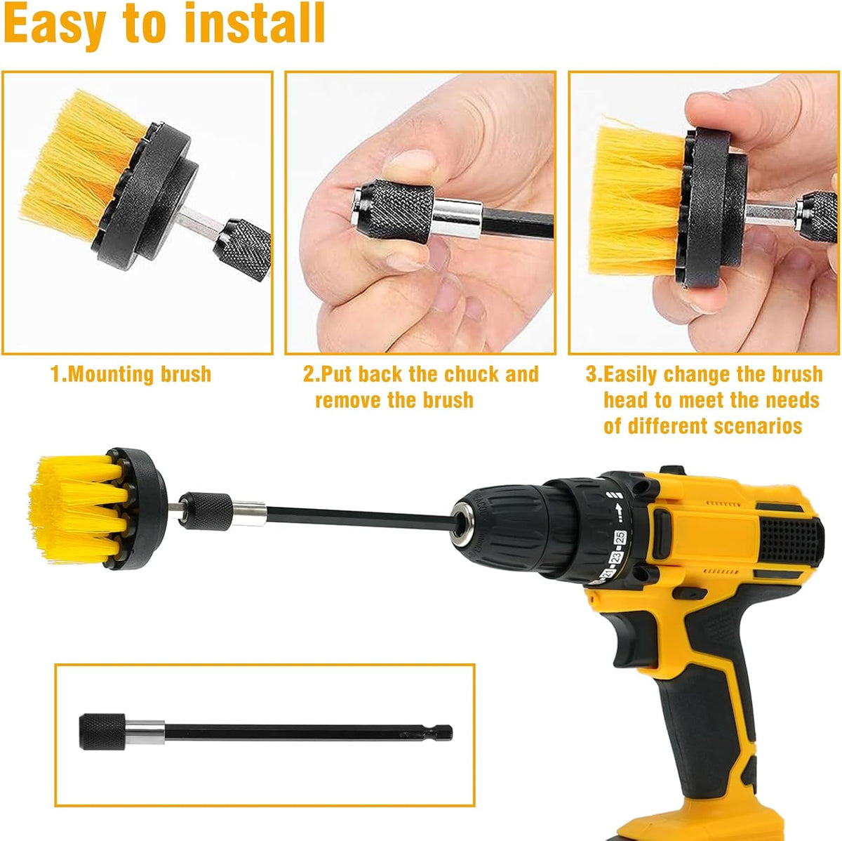 8 Pcs Drill Brush Attachment Set, Power Scrub Brush Kit