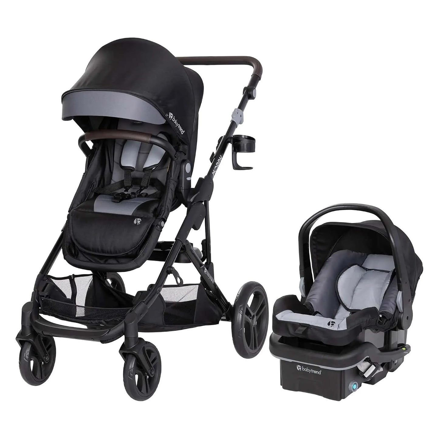 Baby Trend Single to Double Stroller & EZ-Lift Plus Infant Car Seat Combo, Dash Black - Lightweight and Compact Travel System Tandem for Babies, Infants, and Toddlers