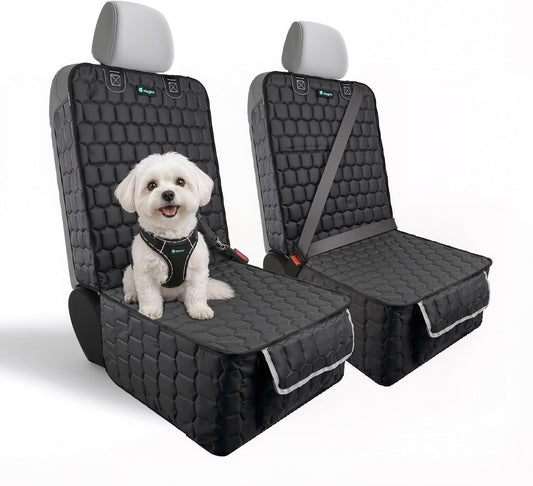 Meginc 2 Pack Front Seat Covers for Dogs, 600D Waterproof Dog Car Seat Covers with Side Flaps Non Slip Scratch Proof, Captain Chair Car Seat Protector Cover for Pets & Daily Use, Fits Cars SUV Trucks