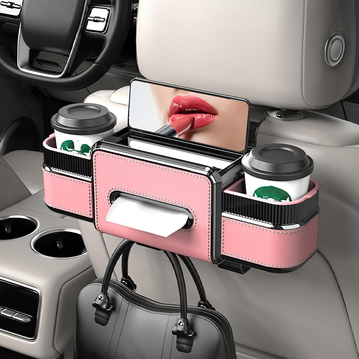 6-in-1 Car Headrest Backseat Organizer, Back Seat Car Organizer and Storage