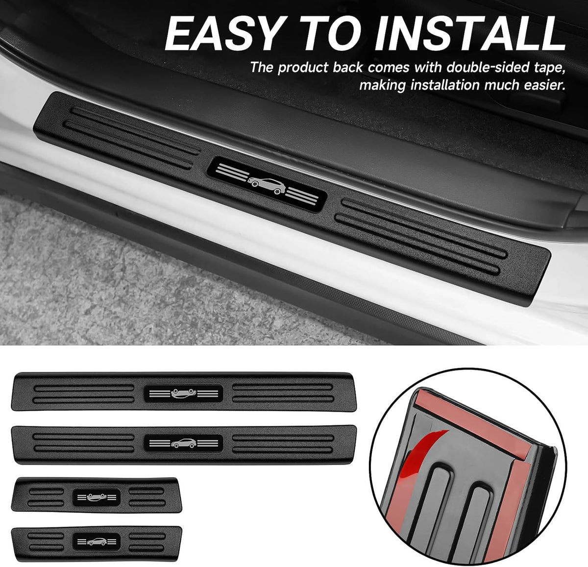 4PCS Door Sill Protector Compatible with Subaru 2024-2026 Crosstrek Impreza Accessories Matte Black ABS Plastic Material Automobile Door Entry Guards